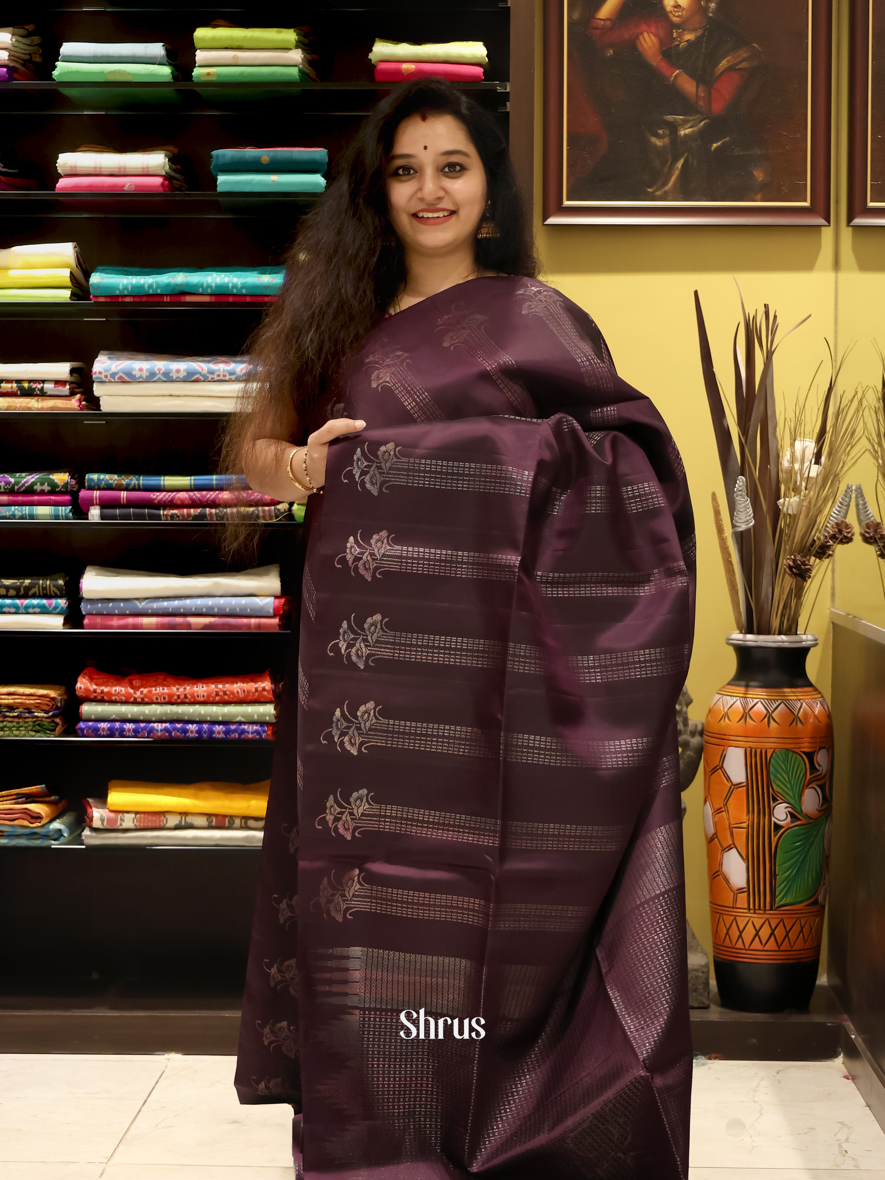 Brown(Single Tone) - Soft Silk Saree - Shop on Shrus.com
