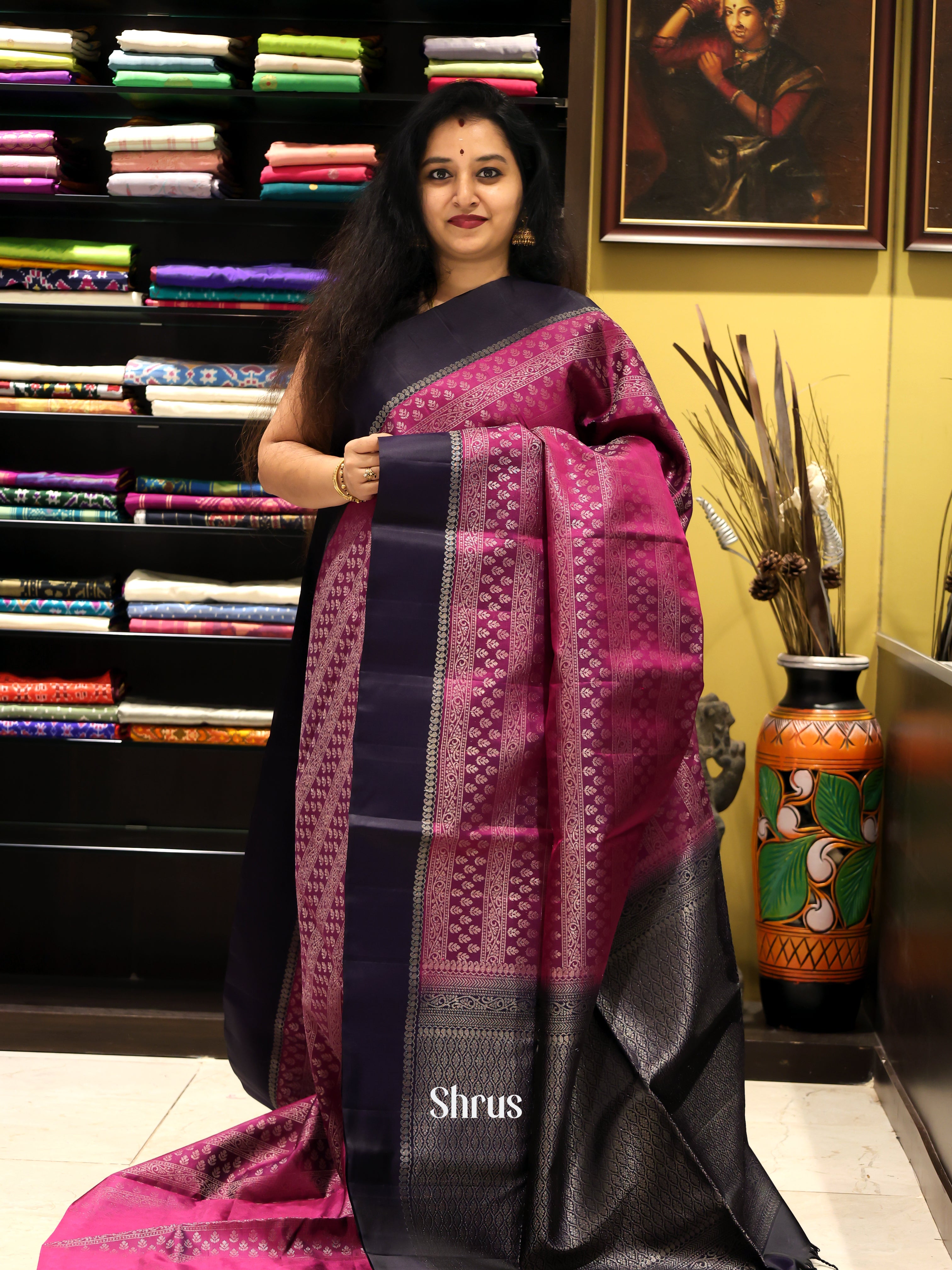 Majenta & Violet - Soft Silk Saree - Shop on Shrus.com