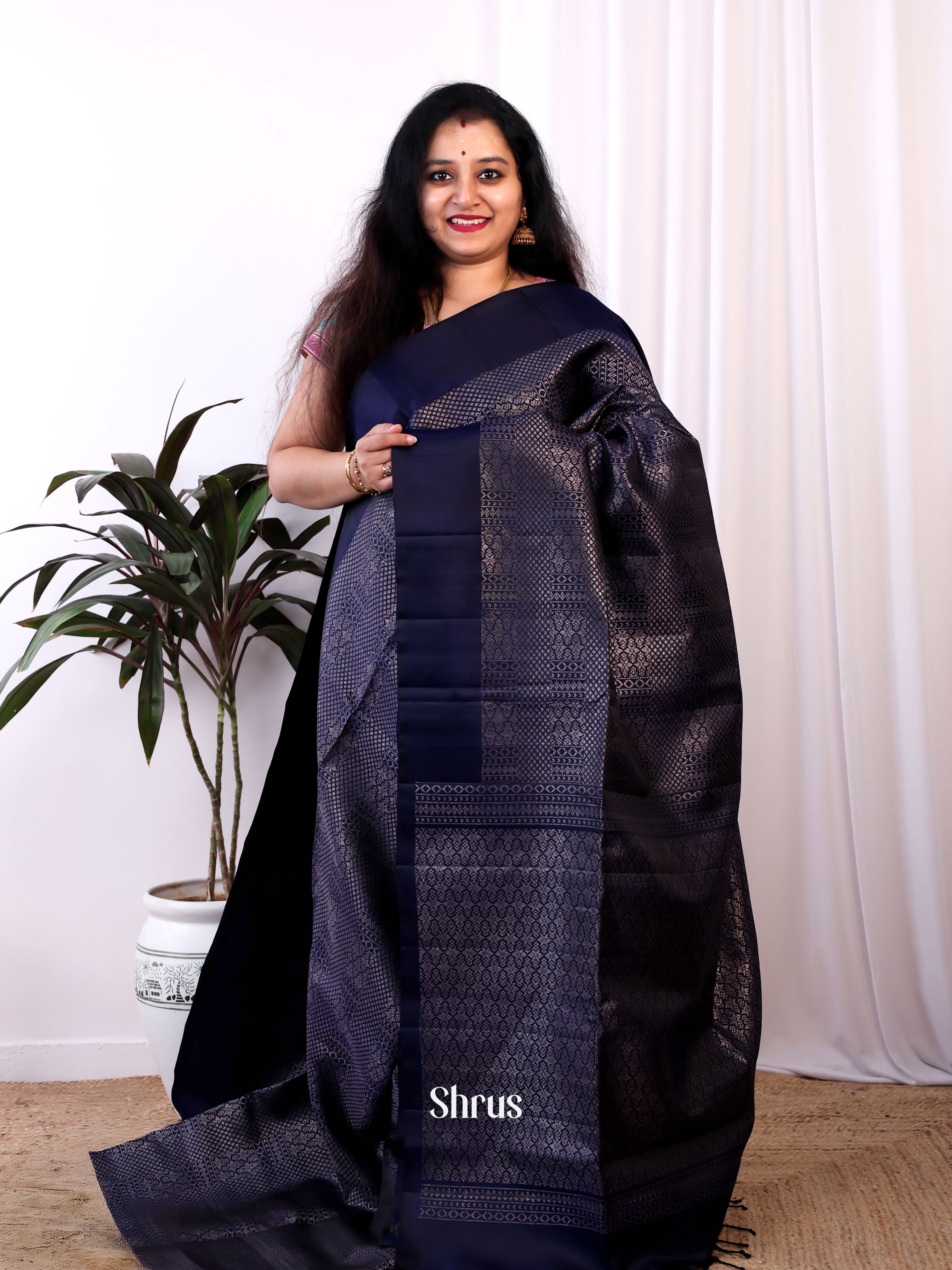 Blue(Single Tone) - Soft Silk Saree - Shop on Shrus.com