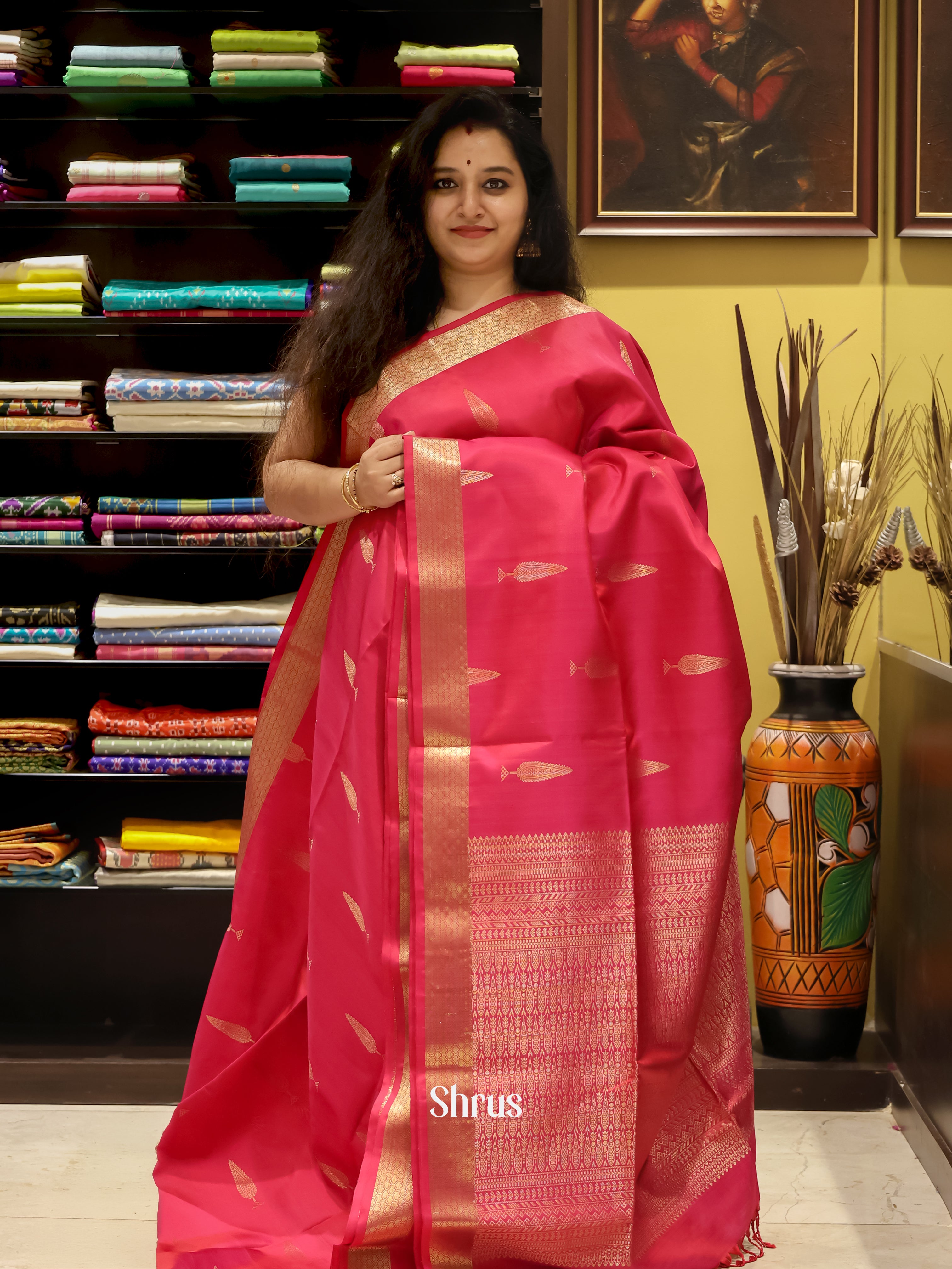 Red(Single Tone)- Soft Silk Saree - Shop on Shrus.com