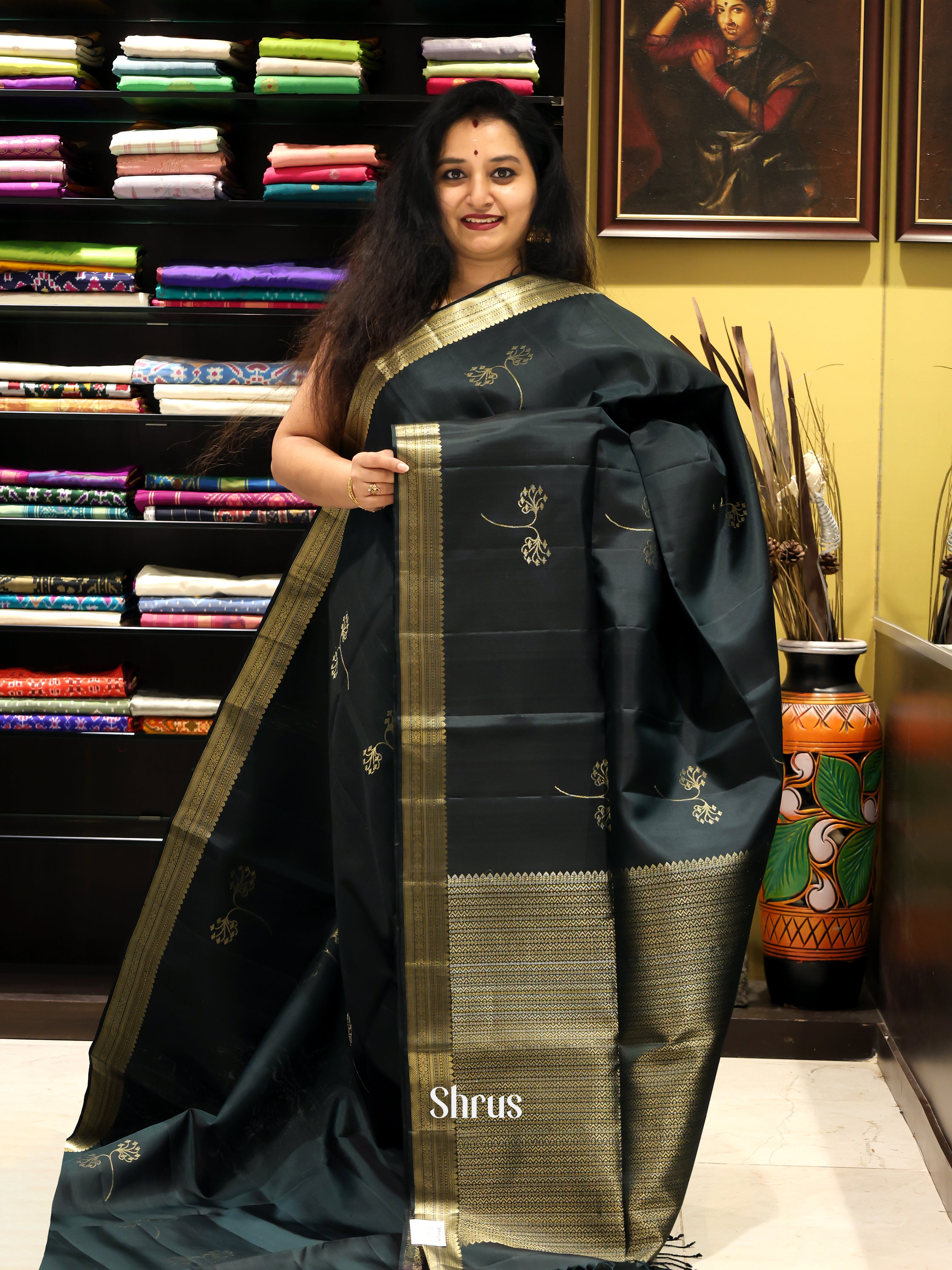 Black(Single Tone) - Soft Silk Saree-1