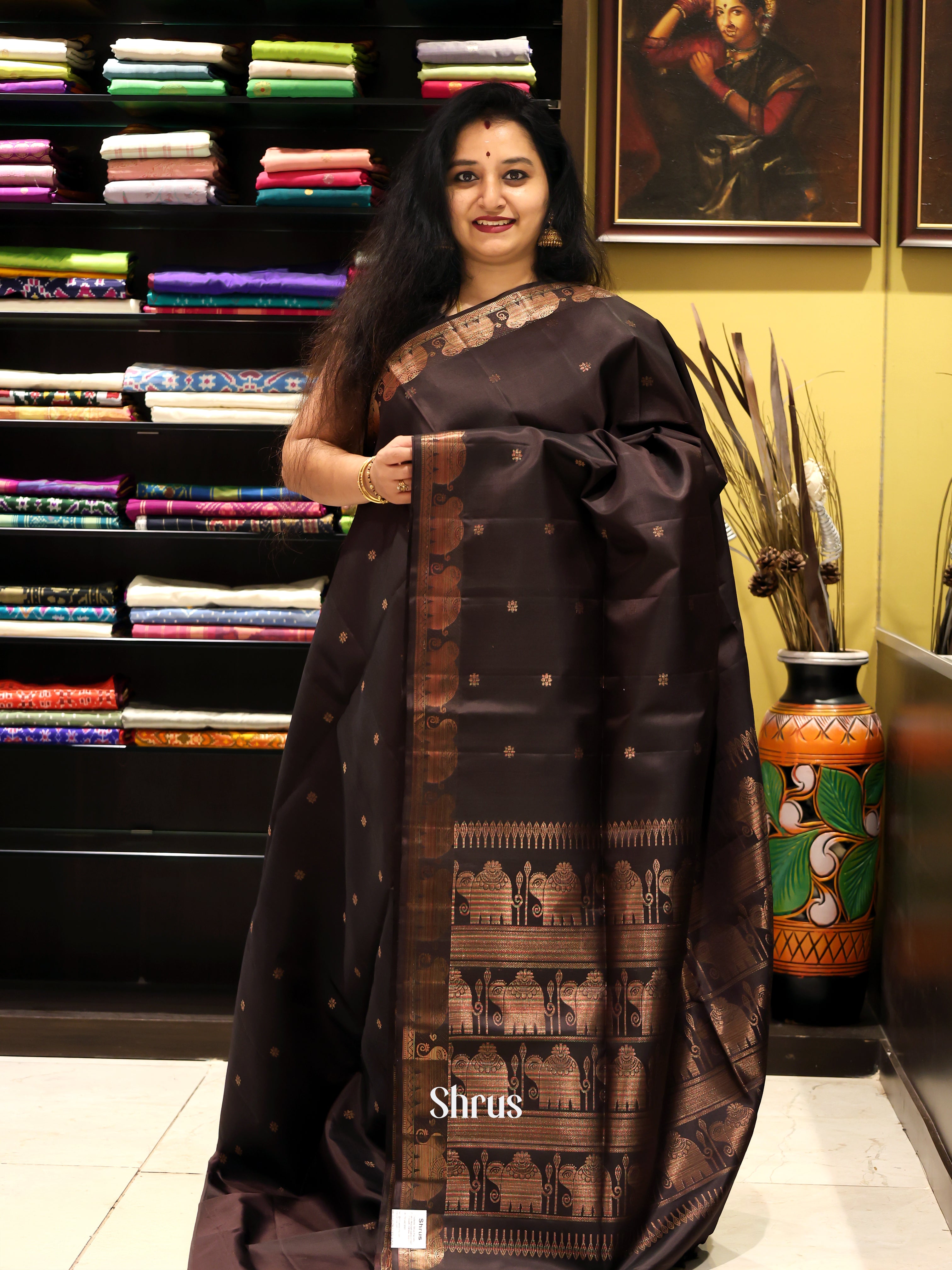 Brown(Single Tone) - Soft Silk Saree - Shop on Shrus.com