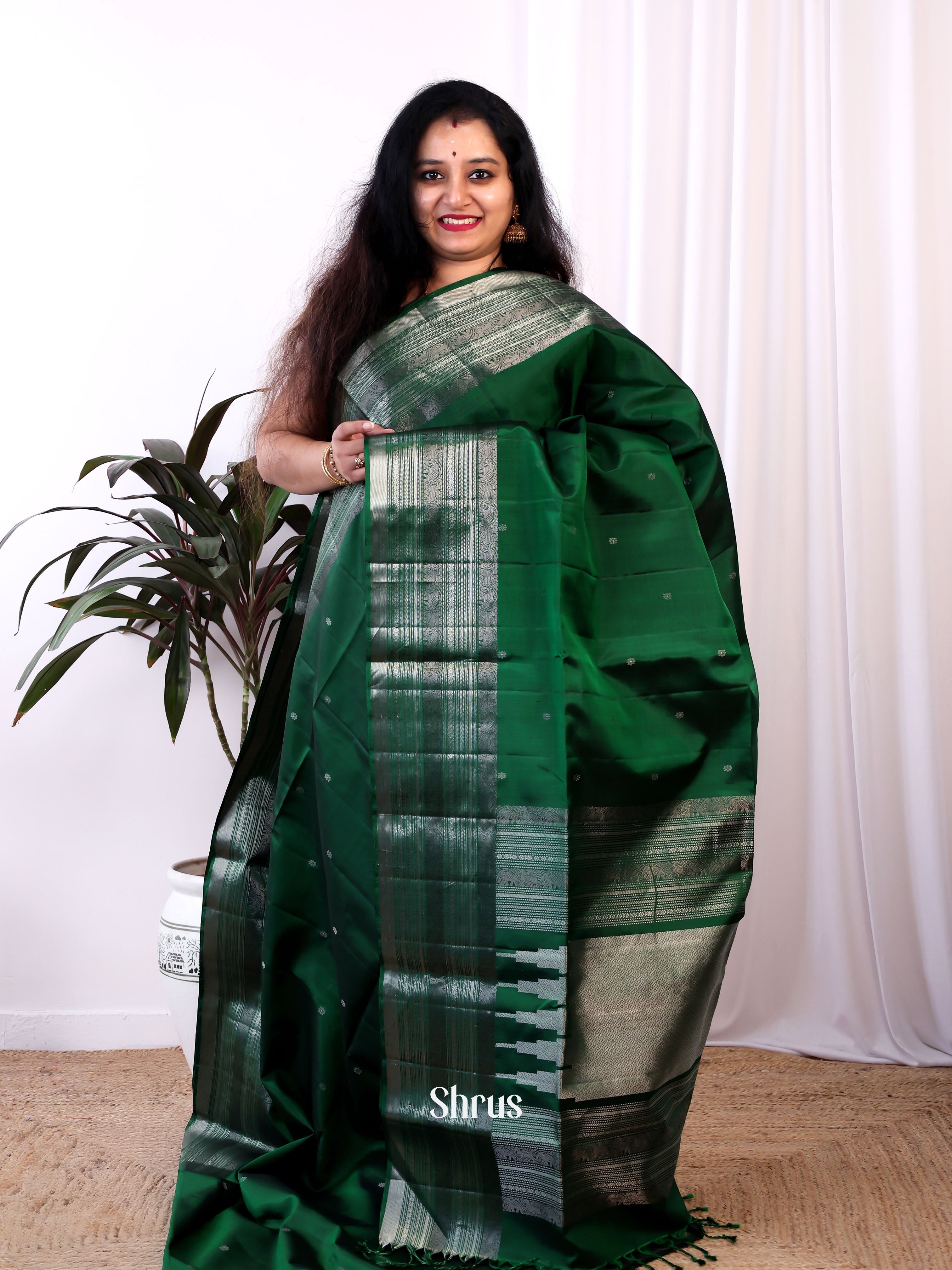 Green(Single Tone) - Soft Silk Saree - Shop on Shrus.com