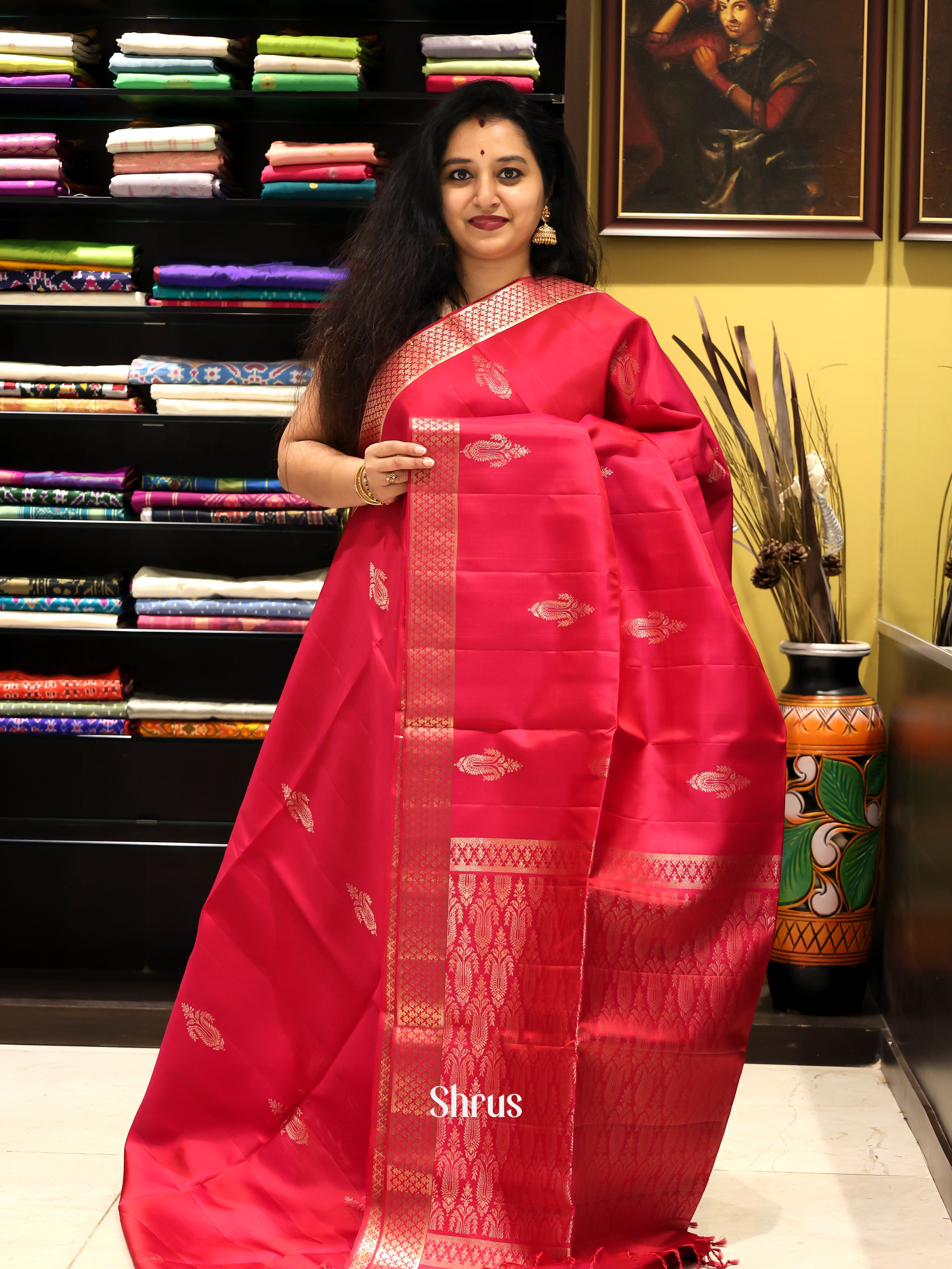 Red(Single Tone) - Soft Silk Saree - Shop on Shrus.com