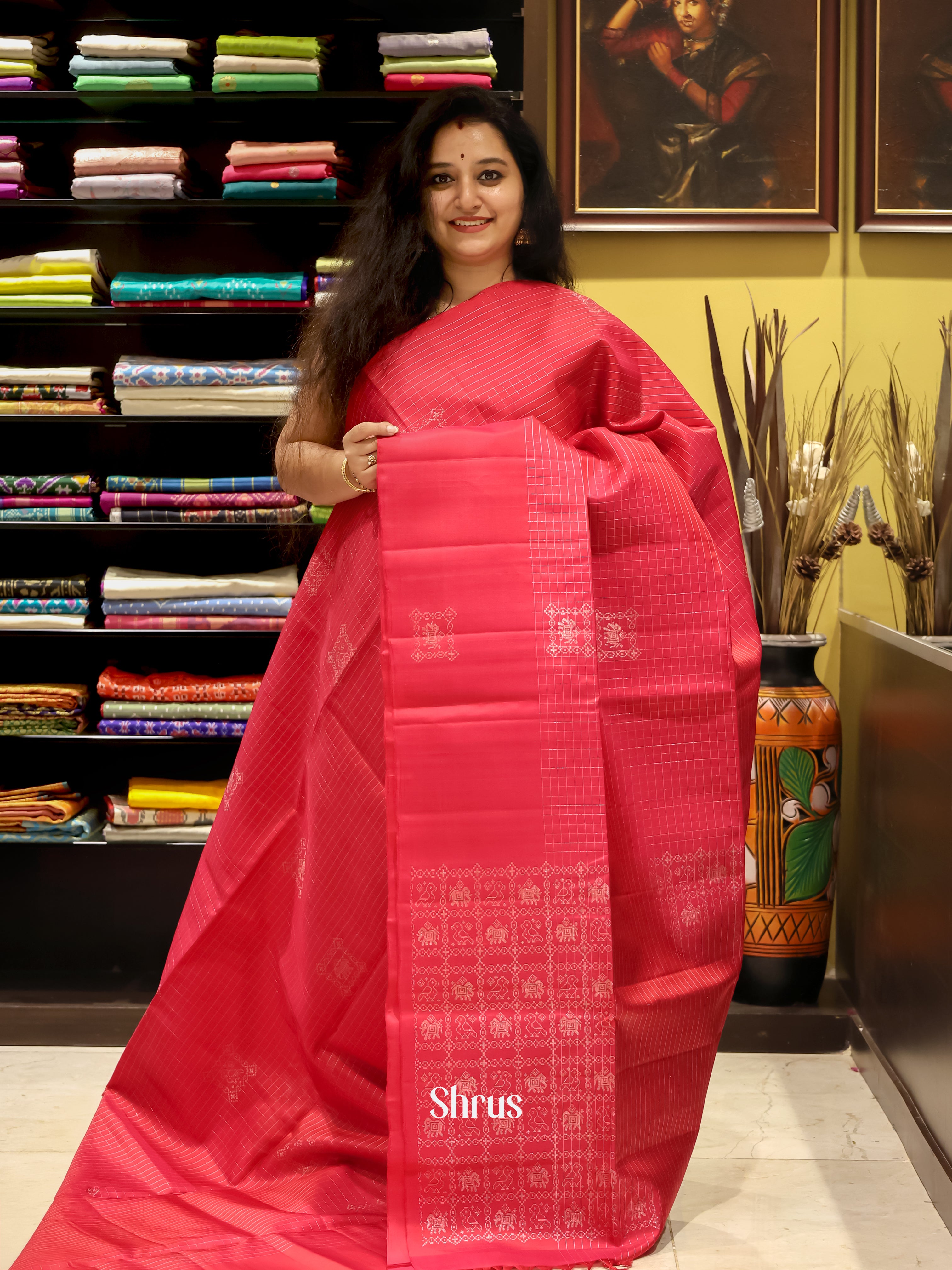 Red(Single Tone) - Soft Silk Saree - Shop on Shrus.com