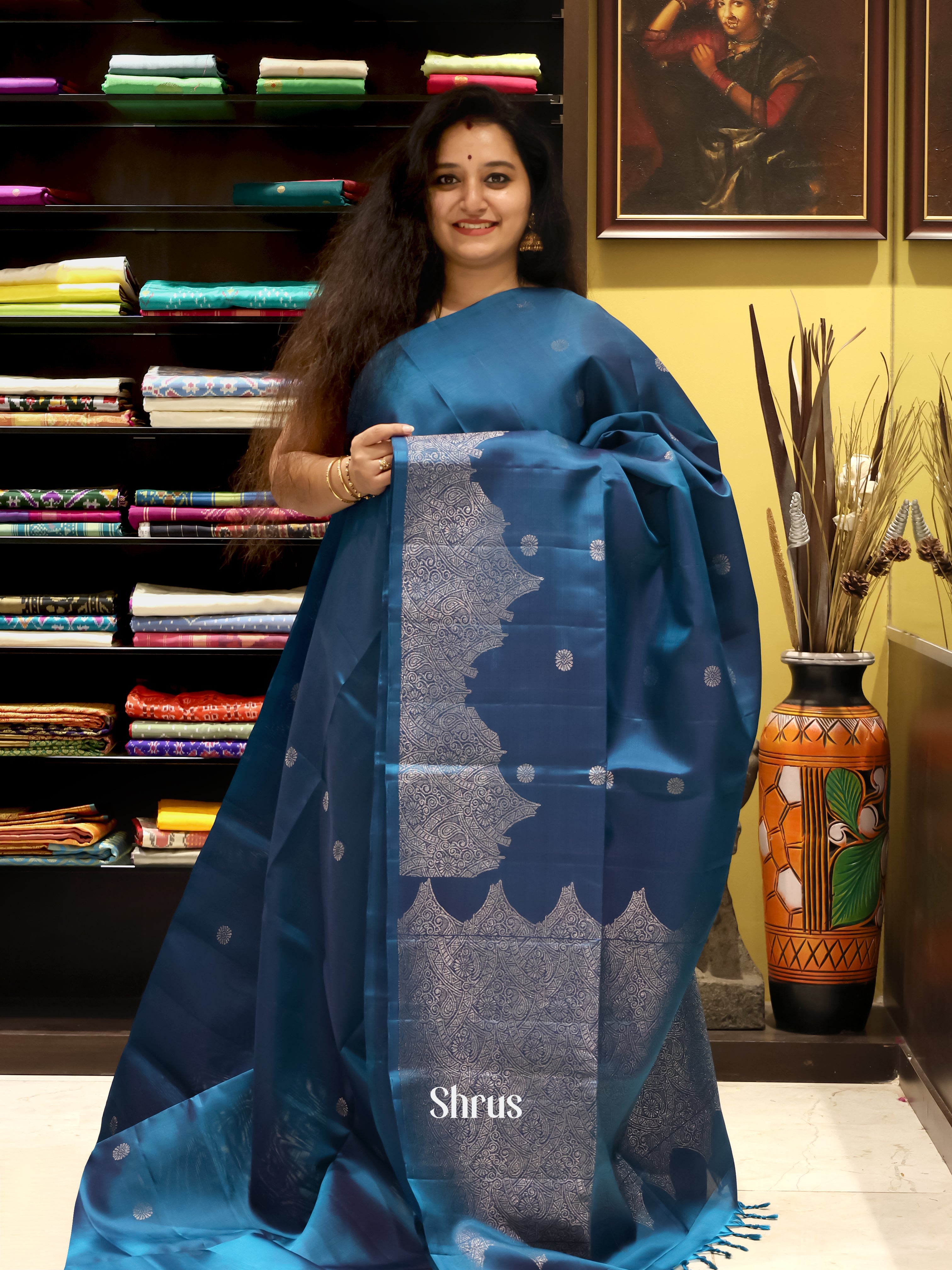 Blue(Single Tone) - Soft Silk Saree - Shop on Shrus.com
