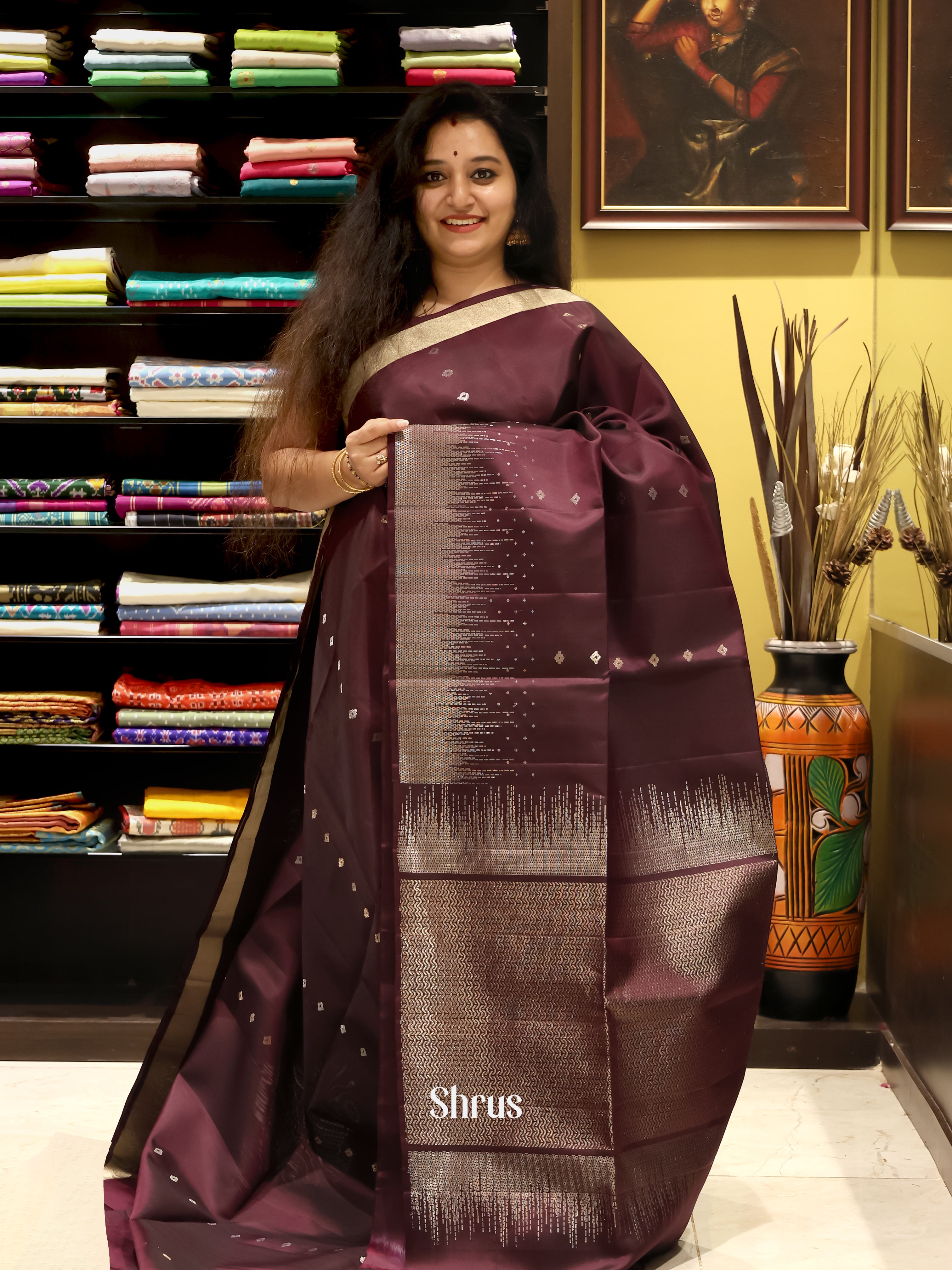 Brown(Single Tone) - Soft Silk Saree - Shop on Shrus.com