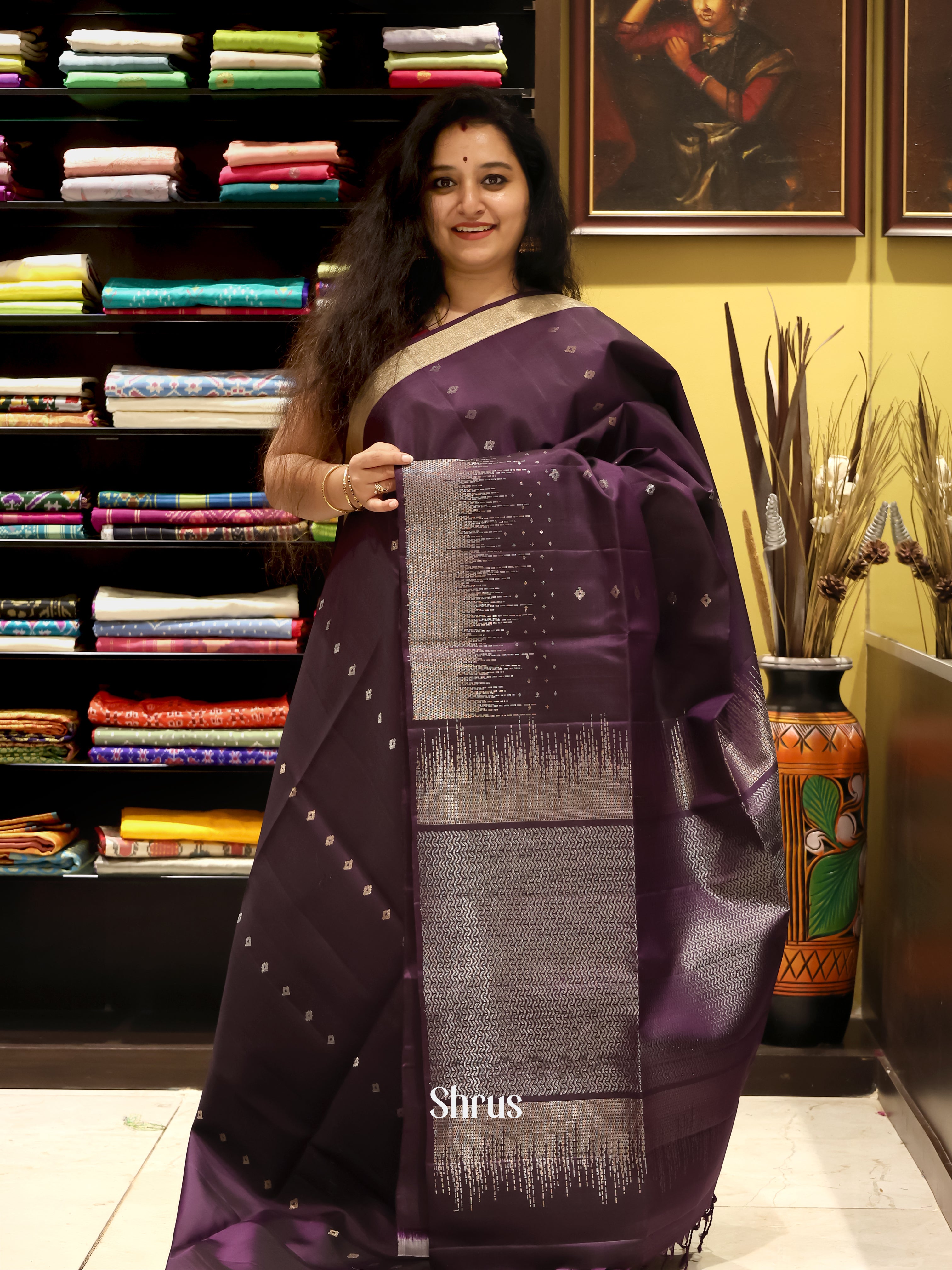 Dark Purple(single Tone) - Soft Silk Saree - Shop on Shrus.com