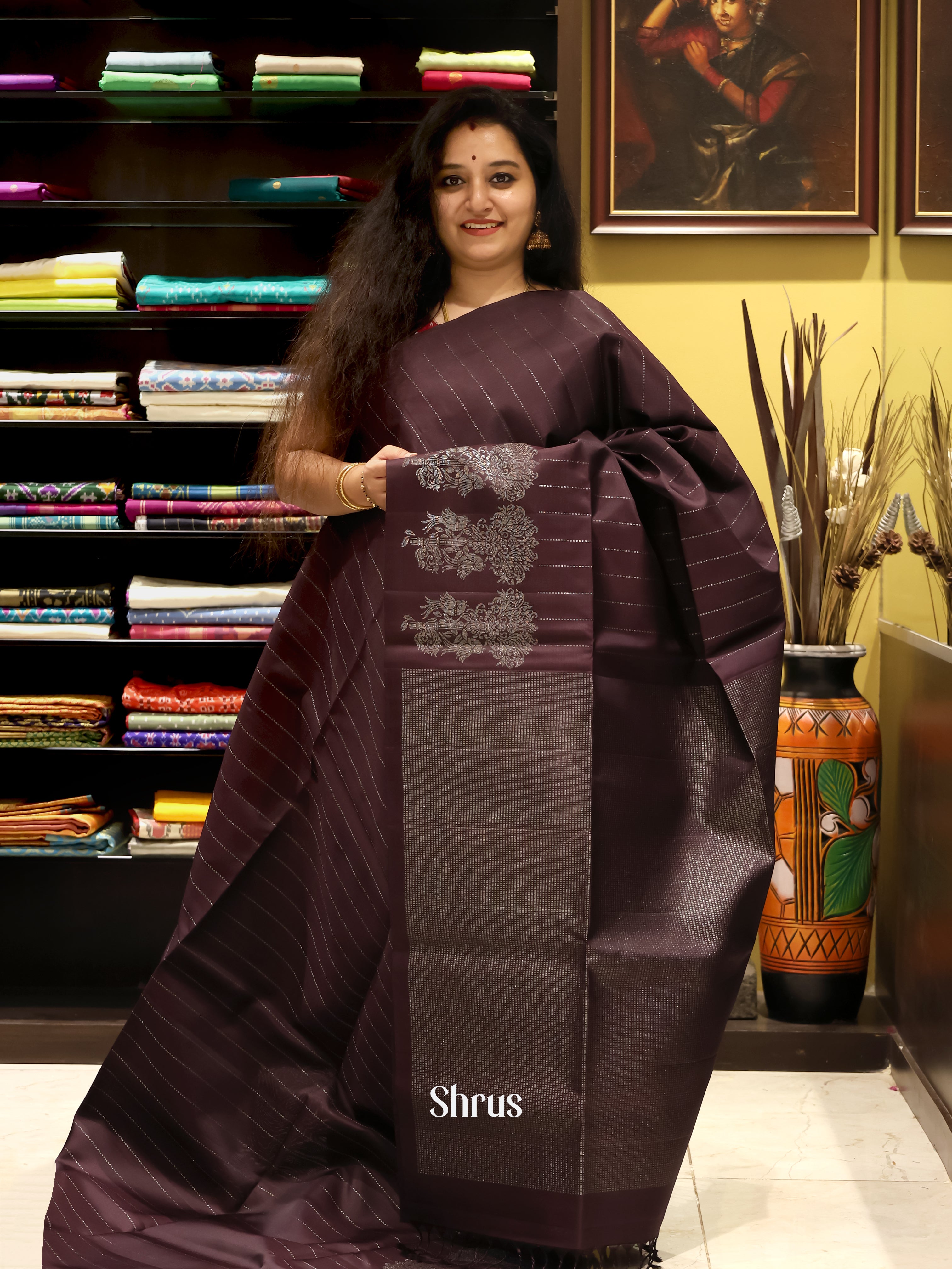Brown(Single Tone)- Soft Silk Saree - Shop on Shrus.com