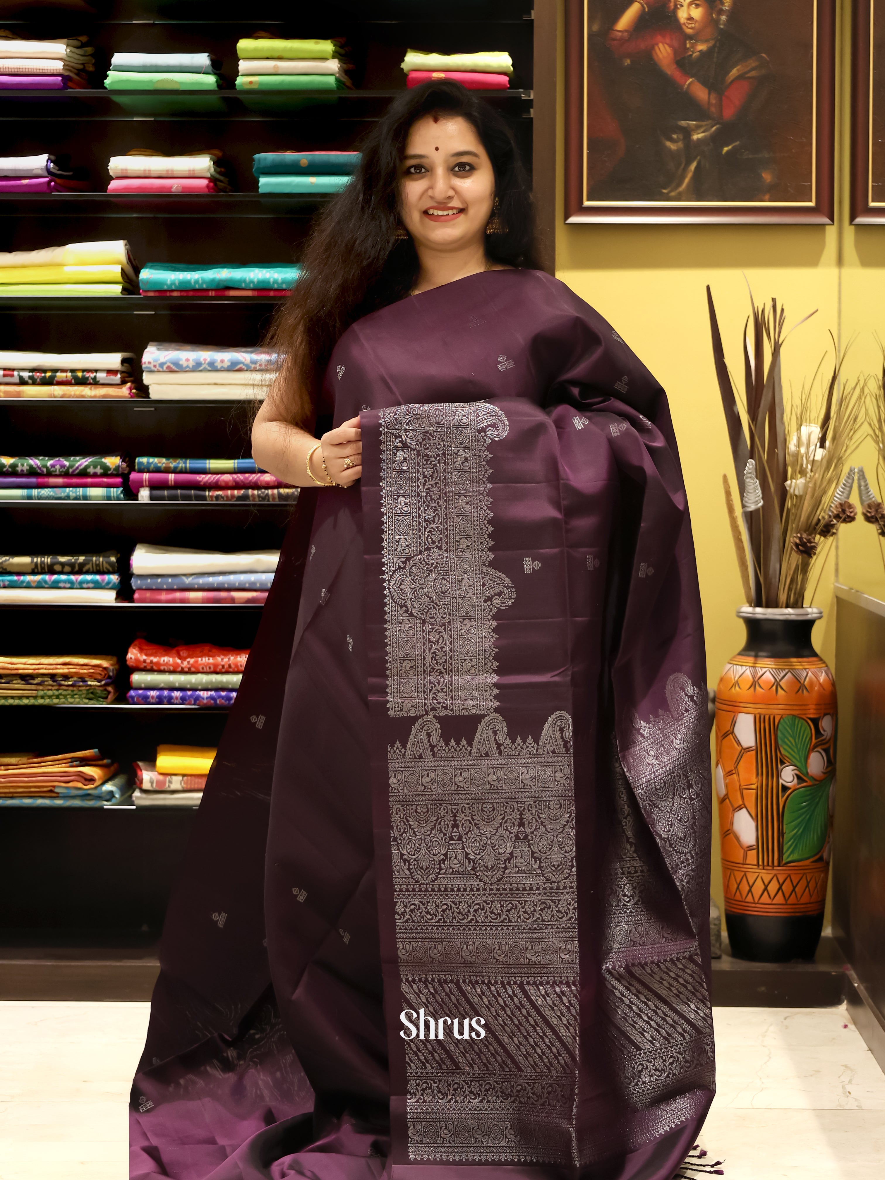 Brown(Single Tone) - Soft Silk Saree - Shop on Shrus.com