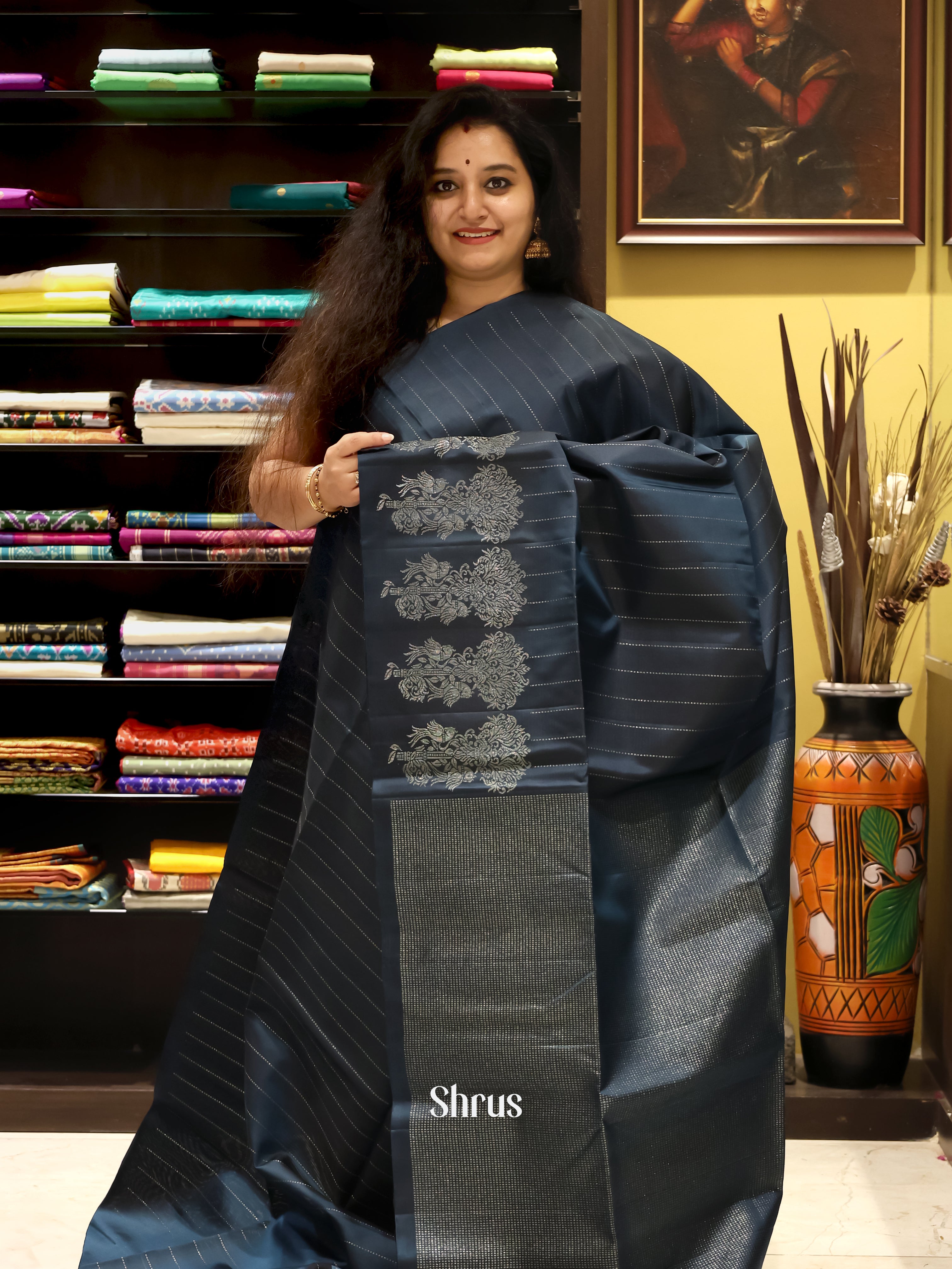 Black(Single Tone) - Soft Silk Saree - Shop on Shrus.com