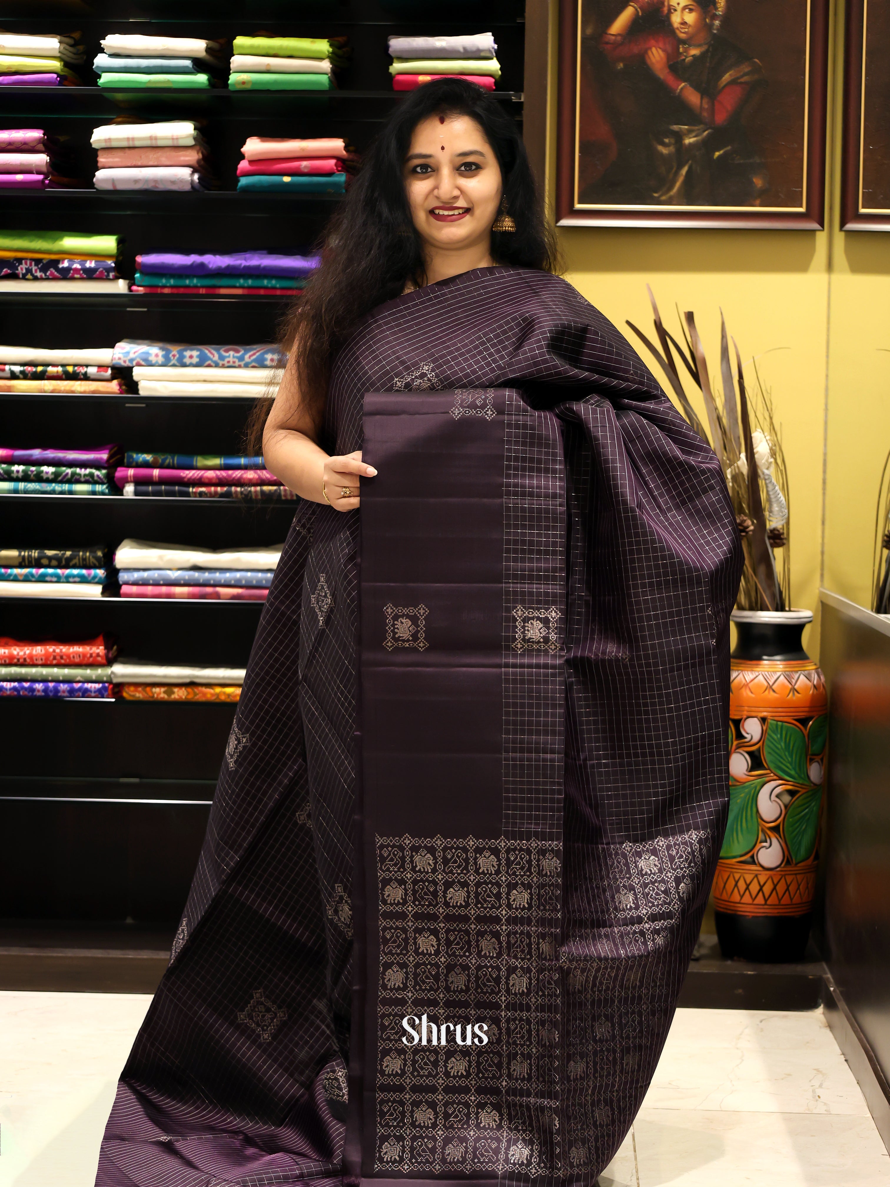 Jamun Fruit (Single Tone) - Soft Silk Saree - Shop on Shrus.com