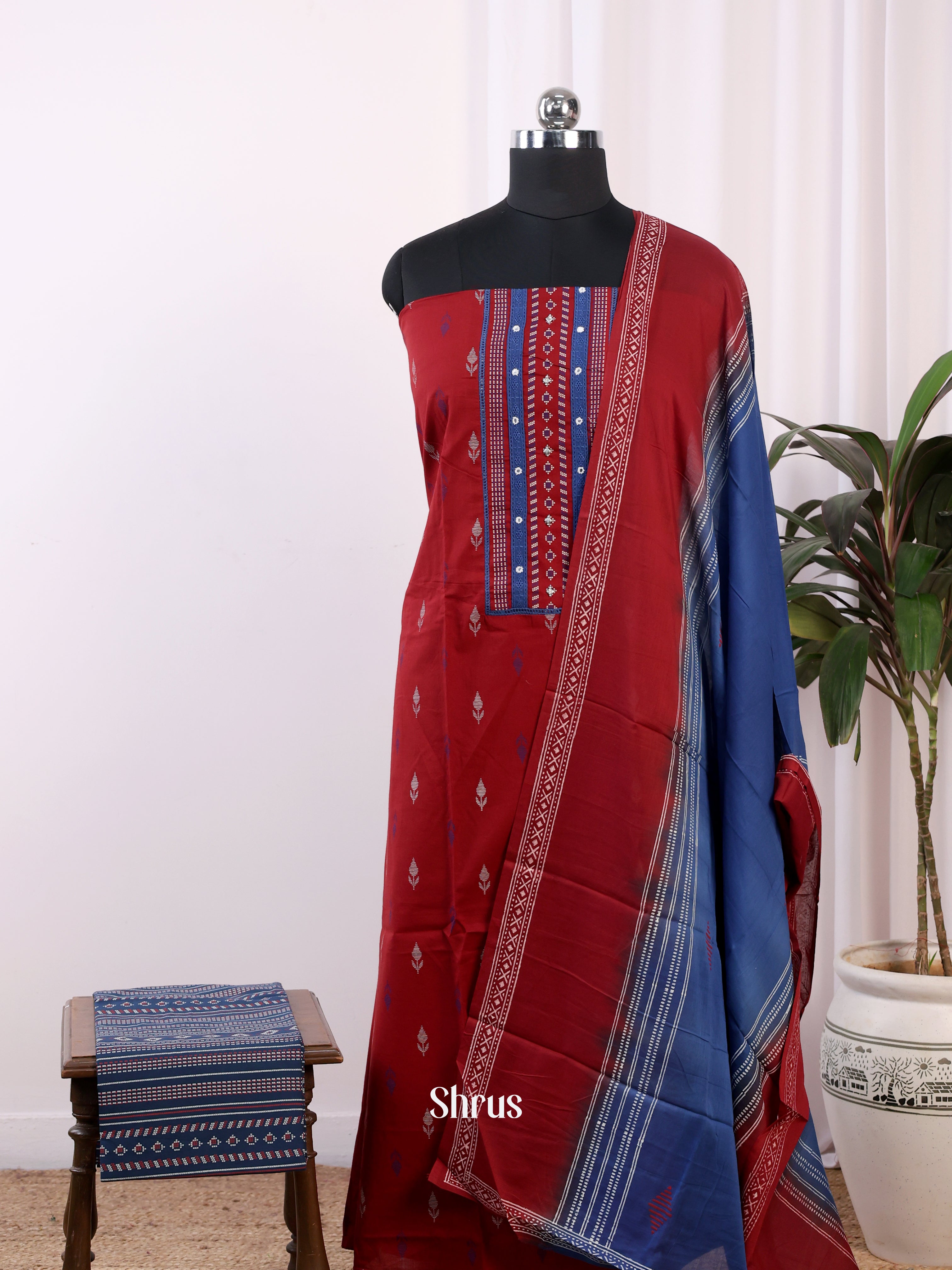 Red & Blue - Ajrakh Salwar - Shop on Shrus.com