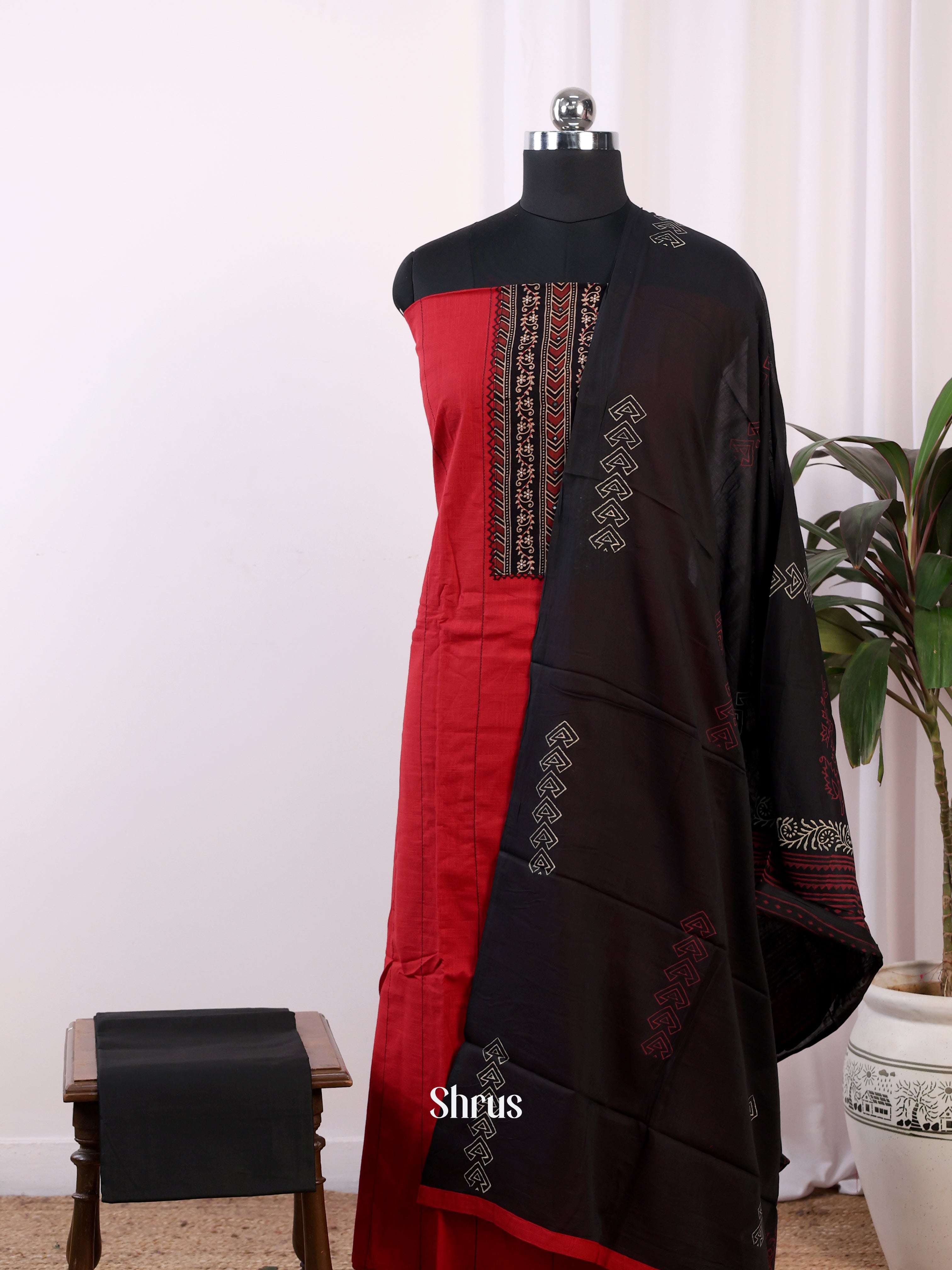 Red & Black - Ajrakh Salwar - Shop on Shrus.com