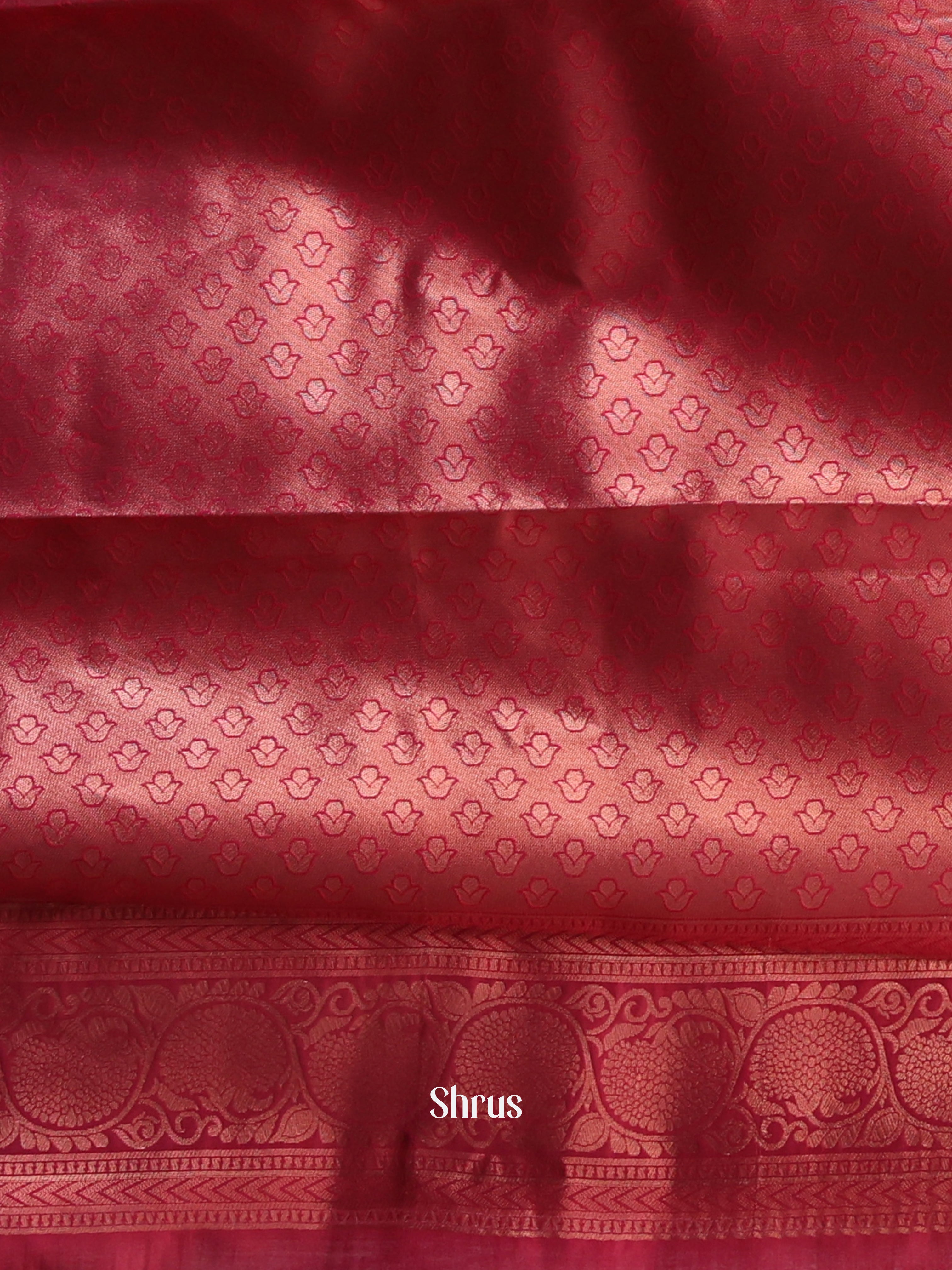 Grey & Maroon - Semi Arani Silk Saree - Shop on Shrus.com