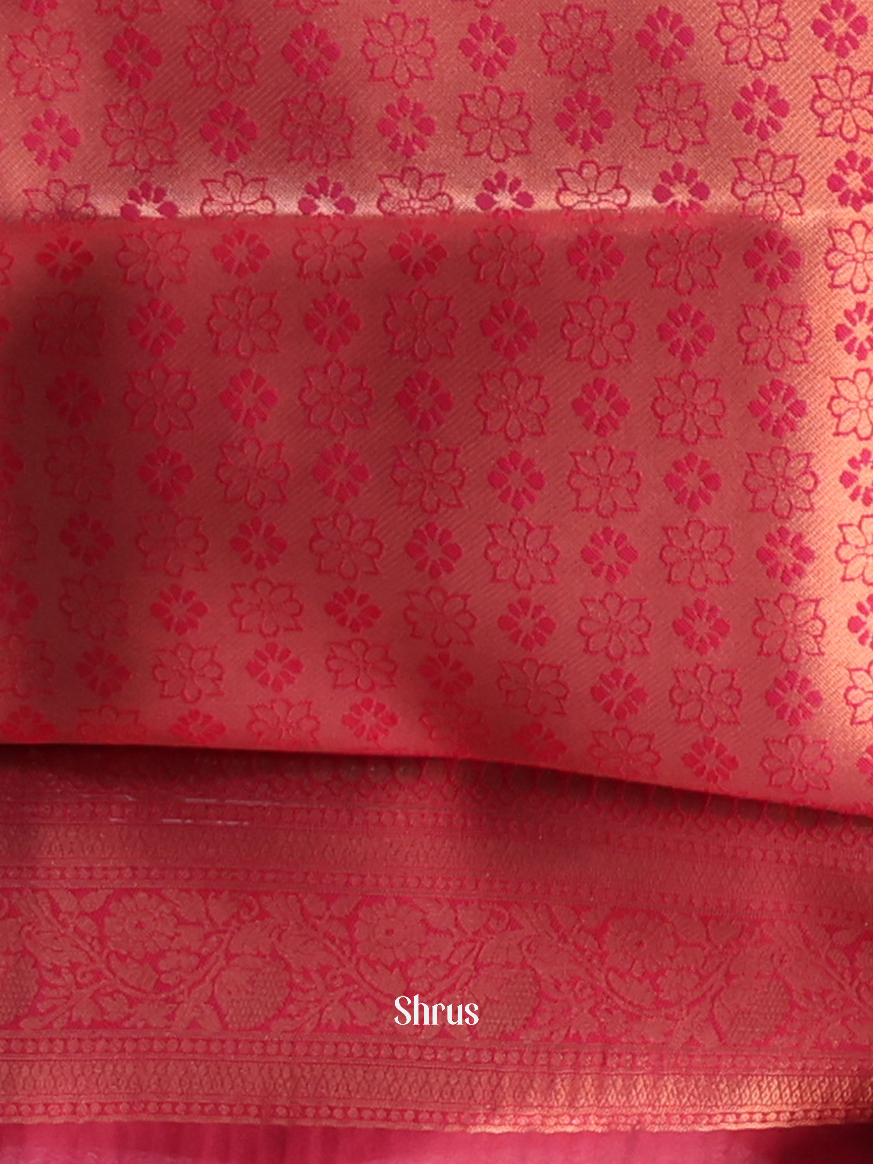 Gold & Red - Semi Softsilk Saree - Shop on Shrus.com