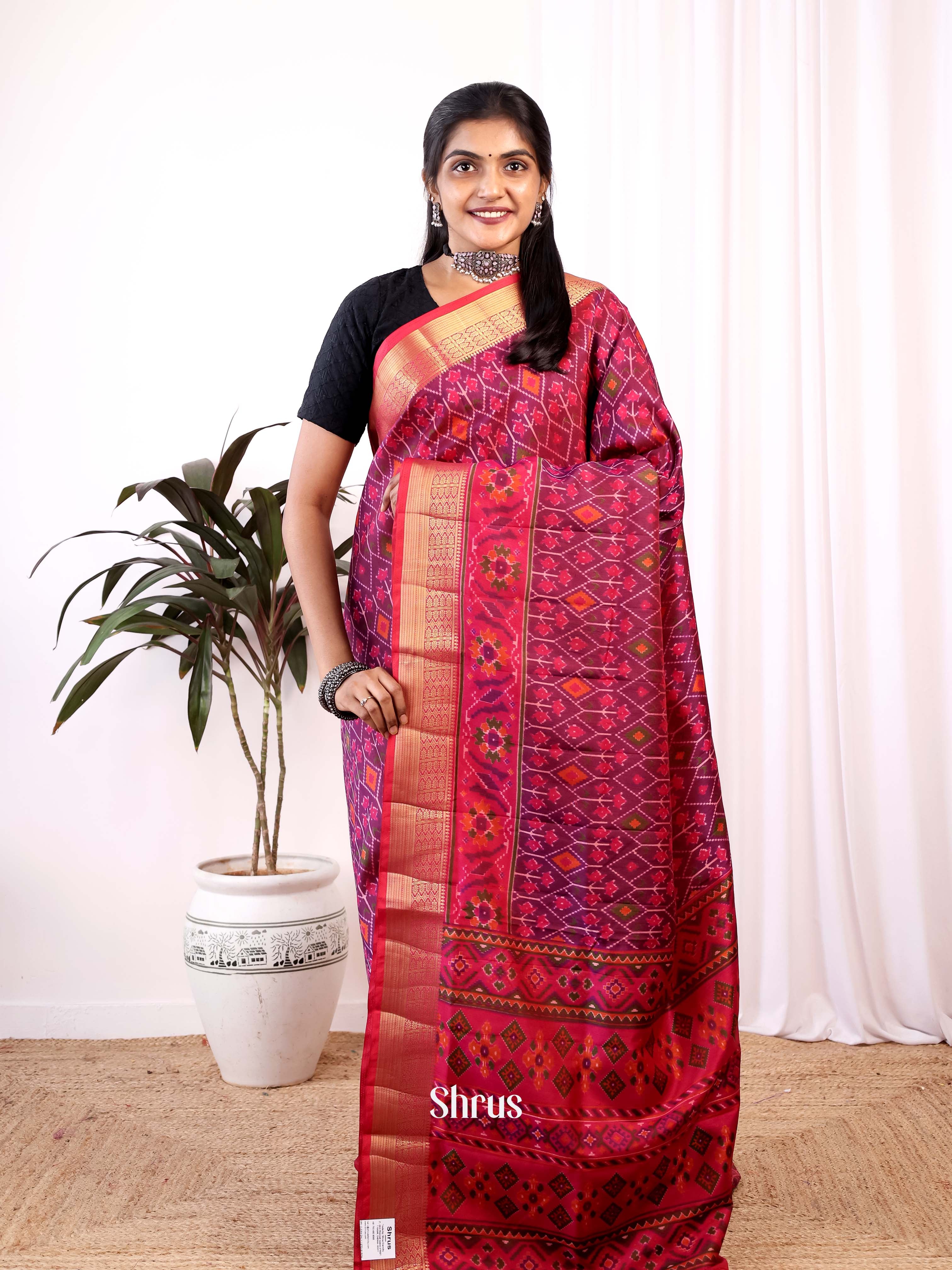 Purple & Pink - Semi Patola Saree - Shop on Shrus.com
