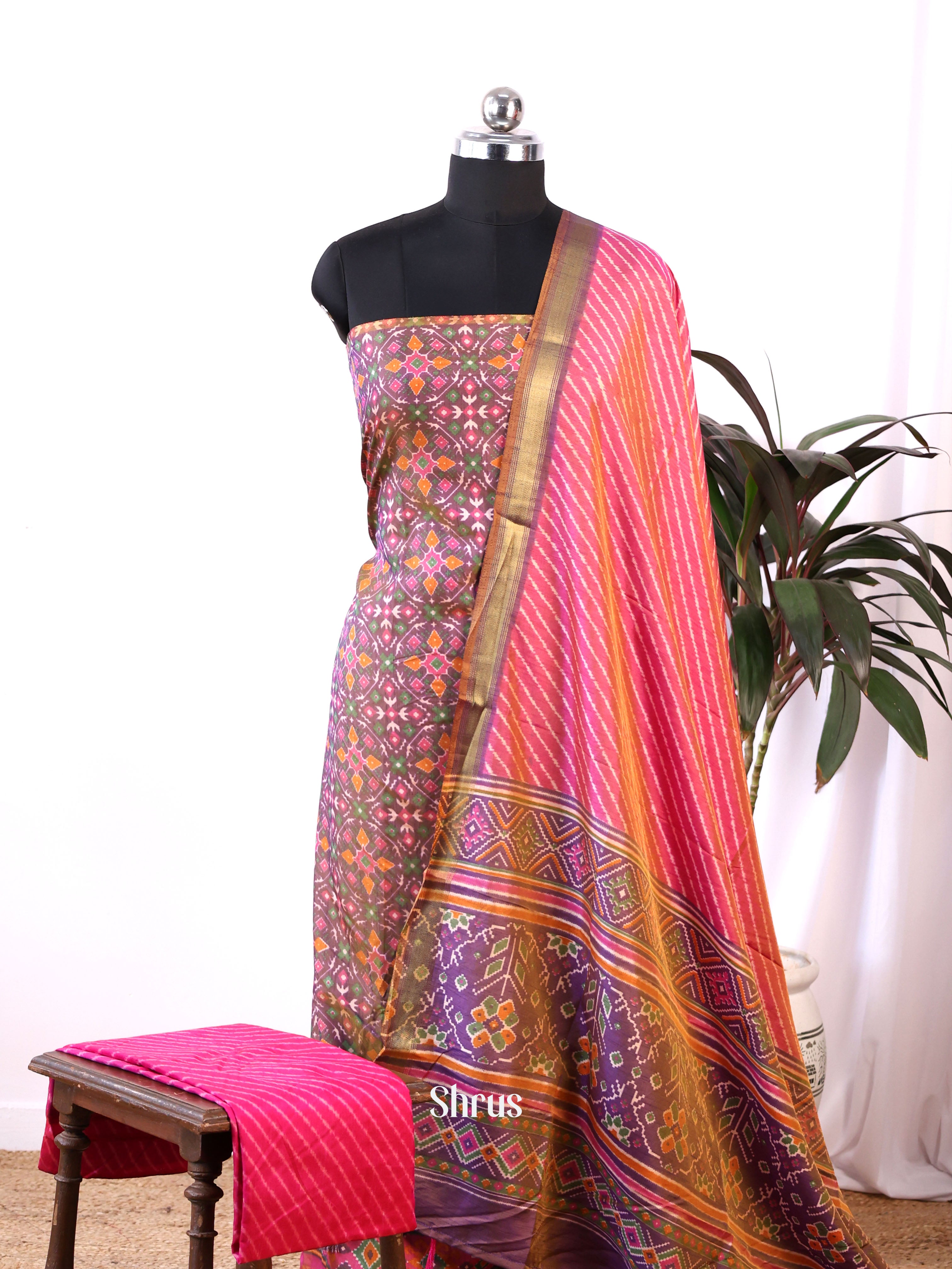 Pink - semi Patola salwar - Shop on Shrus.com
