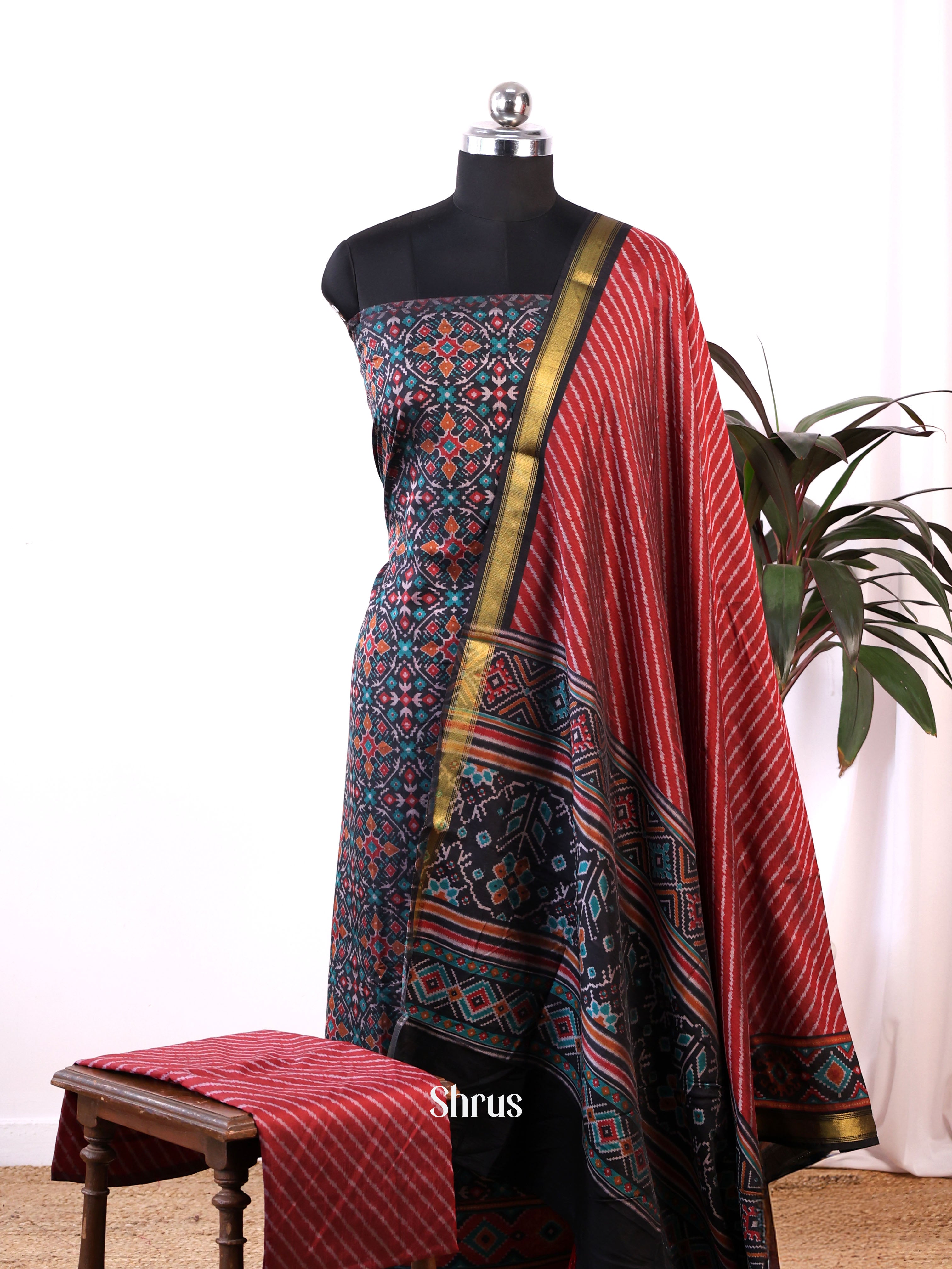 Black & Maroon - semi patola salwar - Shop on Shrus.com