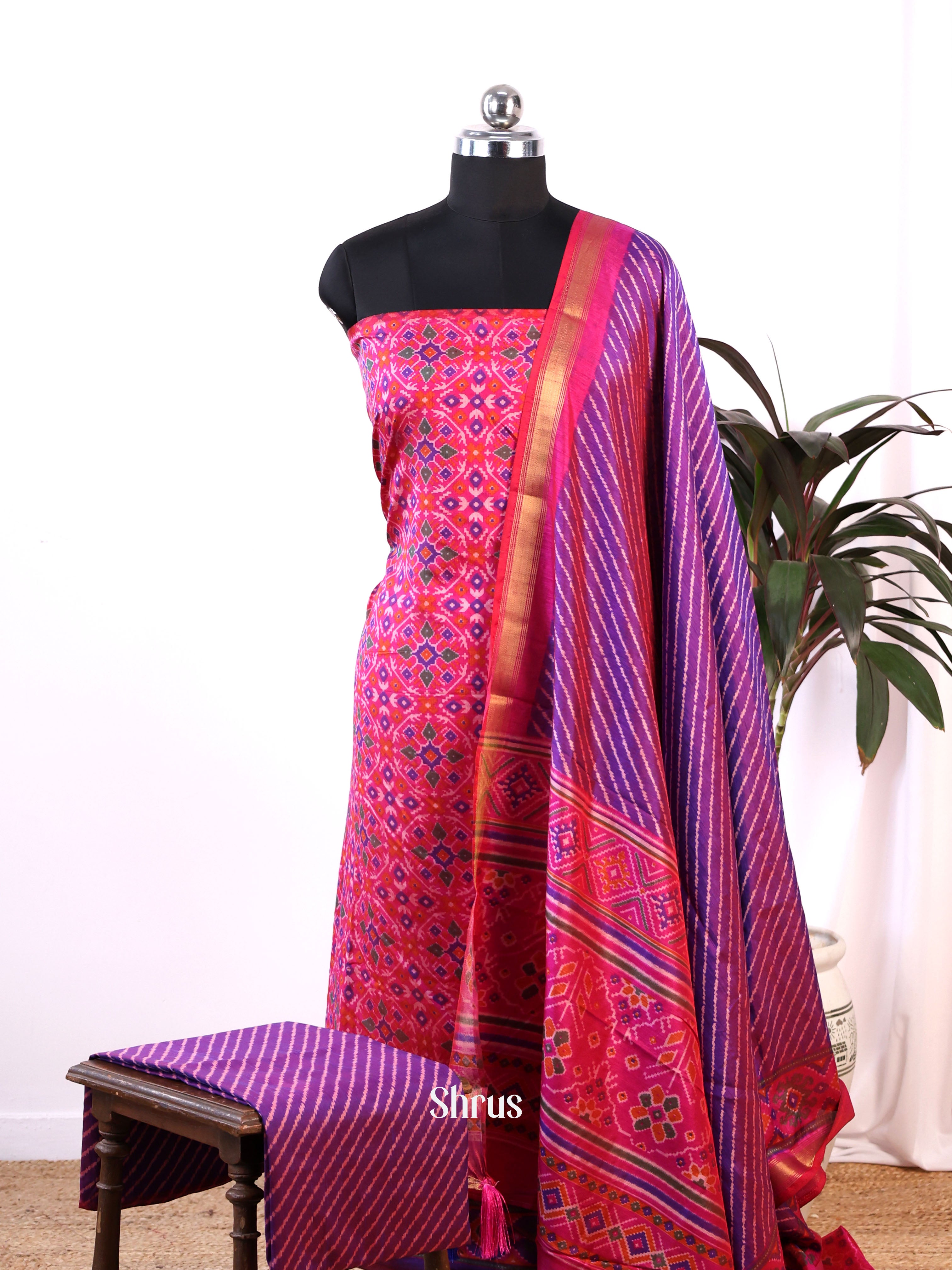 Pink & Purple - semi patola salwar - Shop on Shrus.com