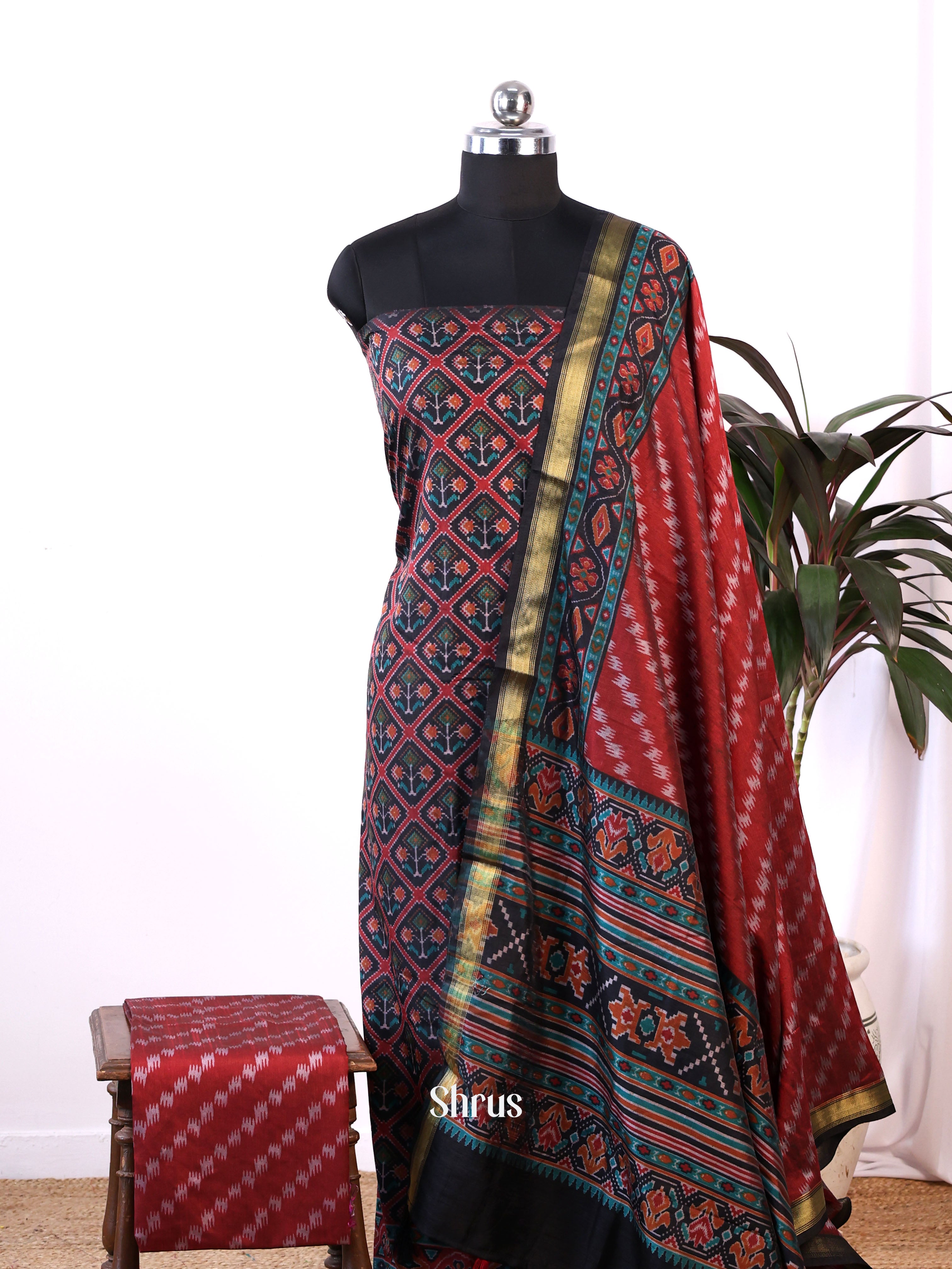 Black & Maroon - semi patola salwar - Shop on Shrus.com