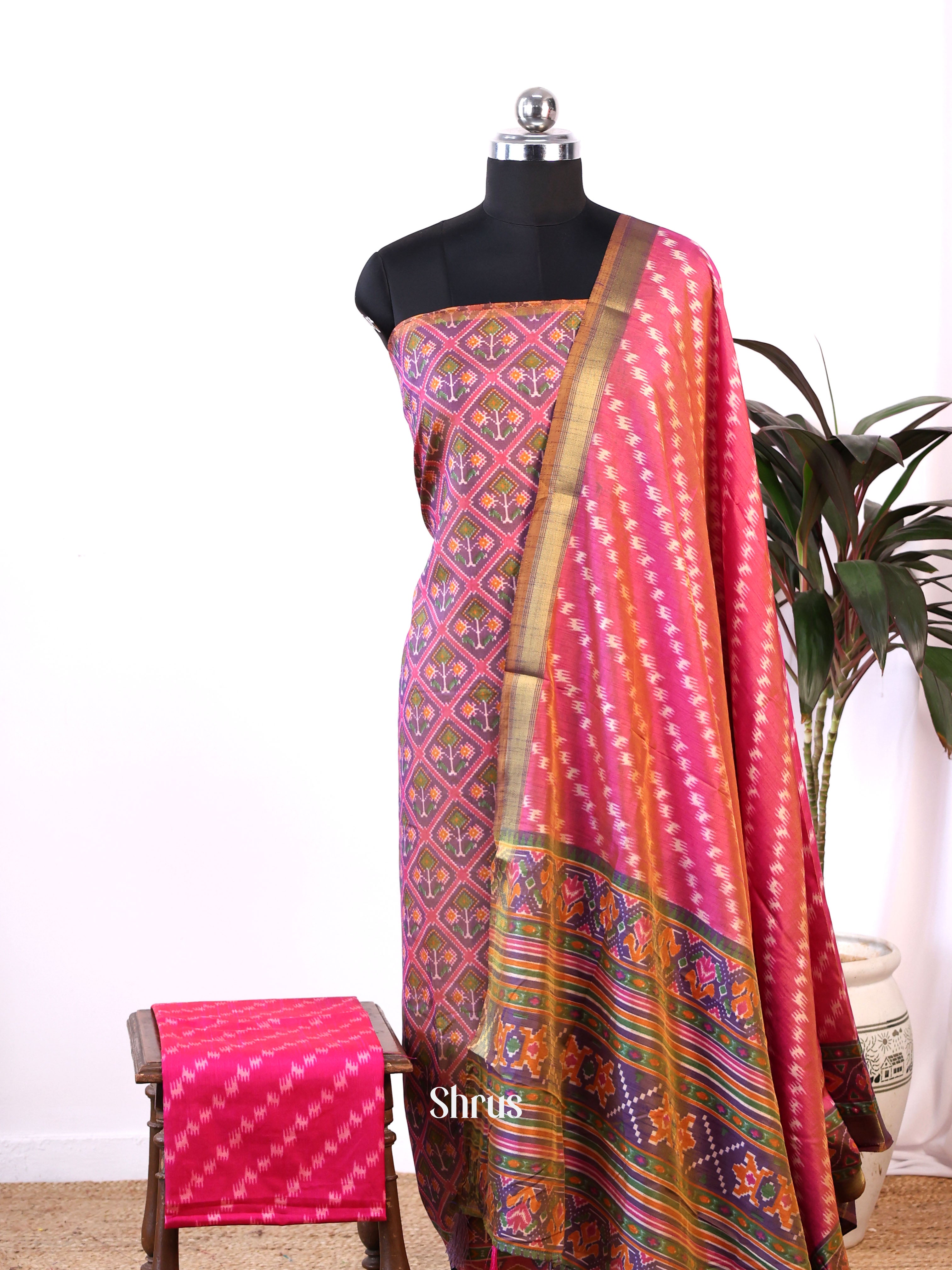 Purple & Pink - semi patola salwar - Shop on Shrus.com