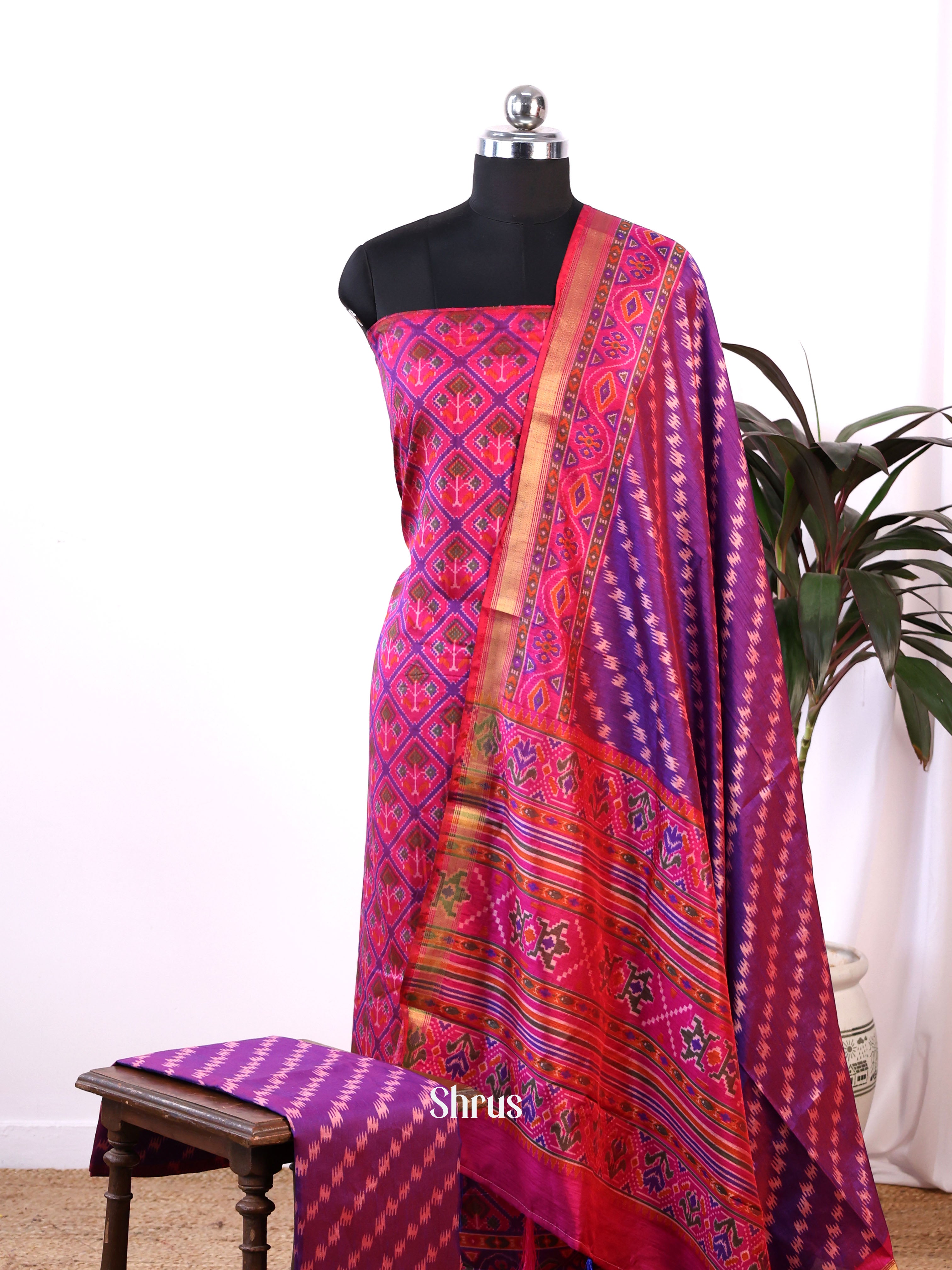 Pink & Purple - semi patola salwar - Shop on Shrus.com