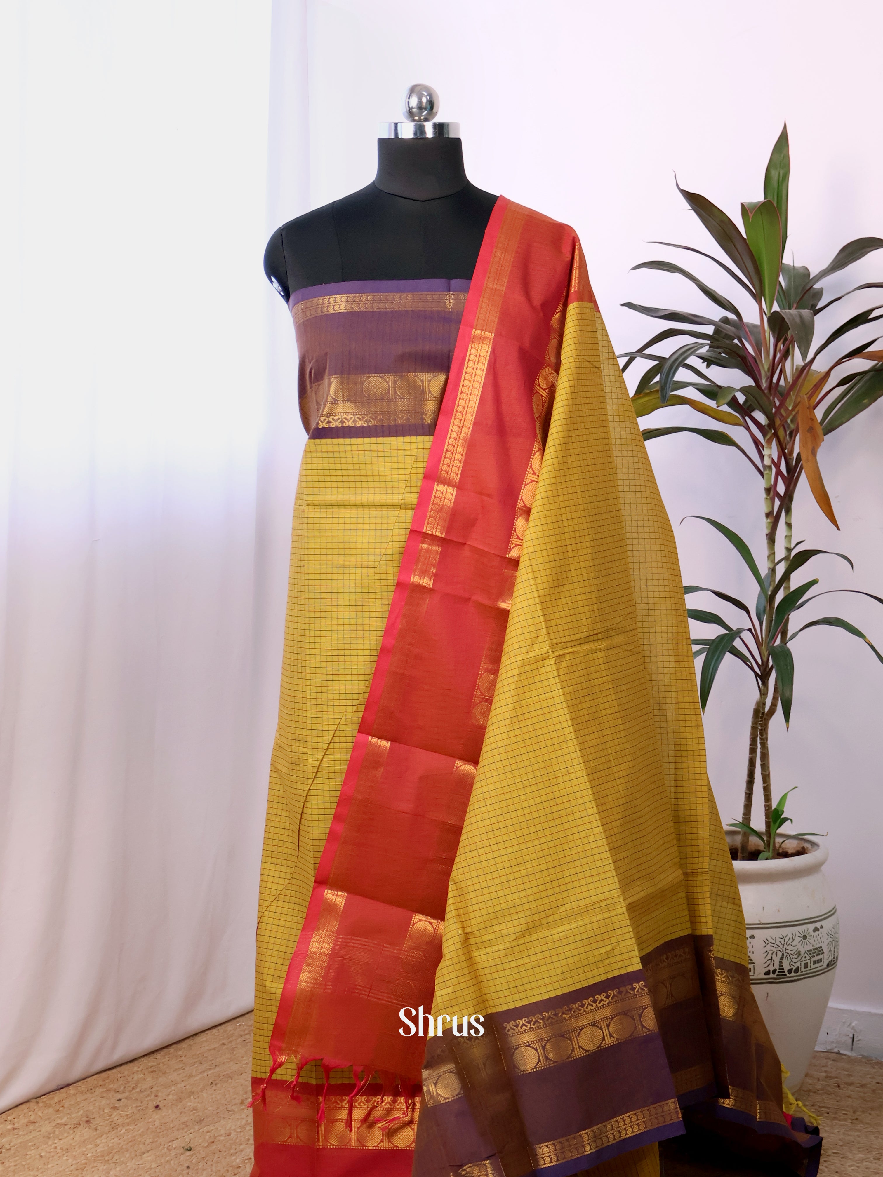 Green & Purple - chettinad top & dupatta combo - Shop on Shrus.com
