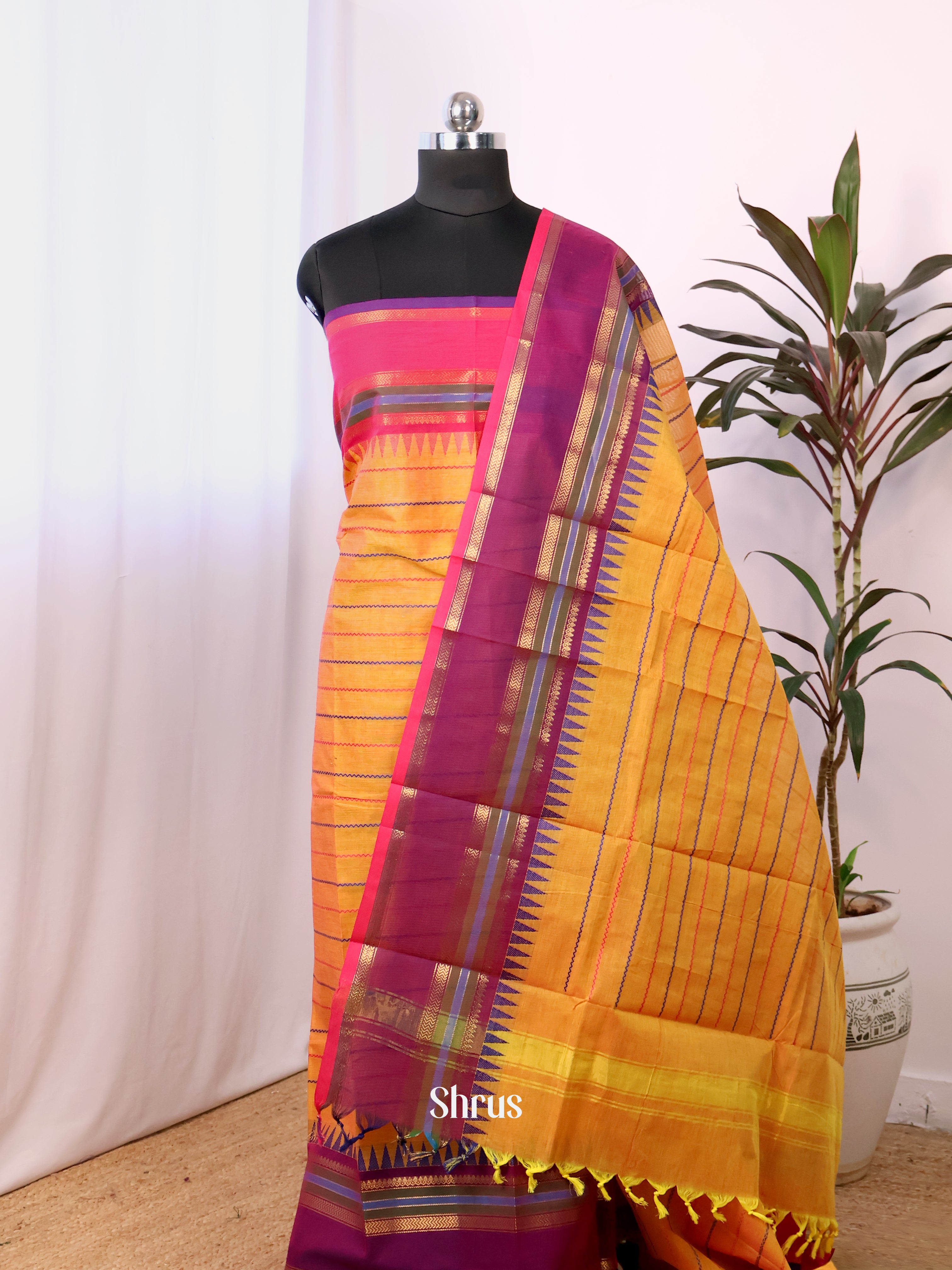 Mustard & Purple - chettinad top & dupatta combo - Shop on Shrus.com