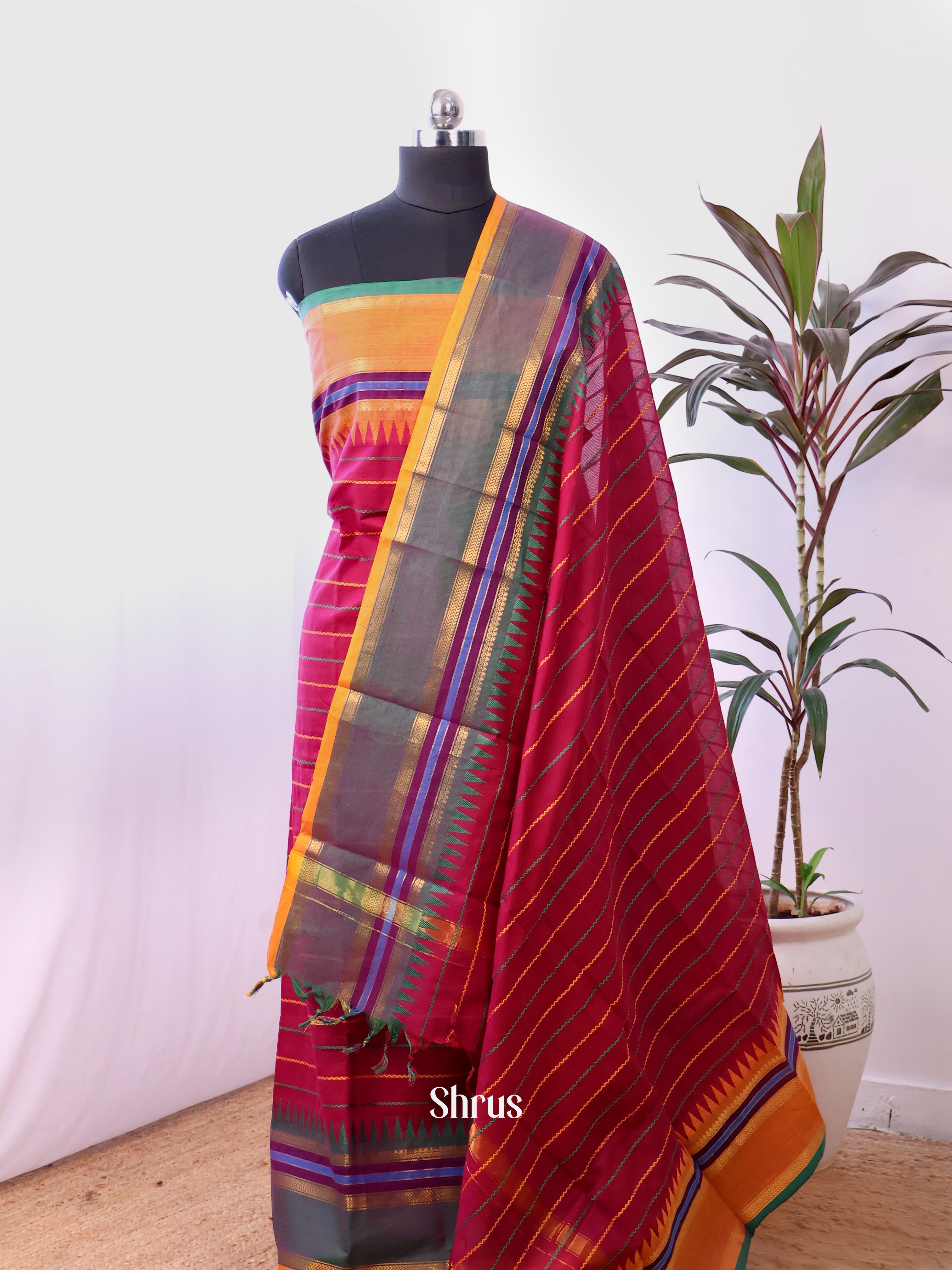 Maroon & Mustard - chettinad top & dupatta combo - Shop on Shrus.com