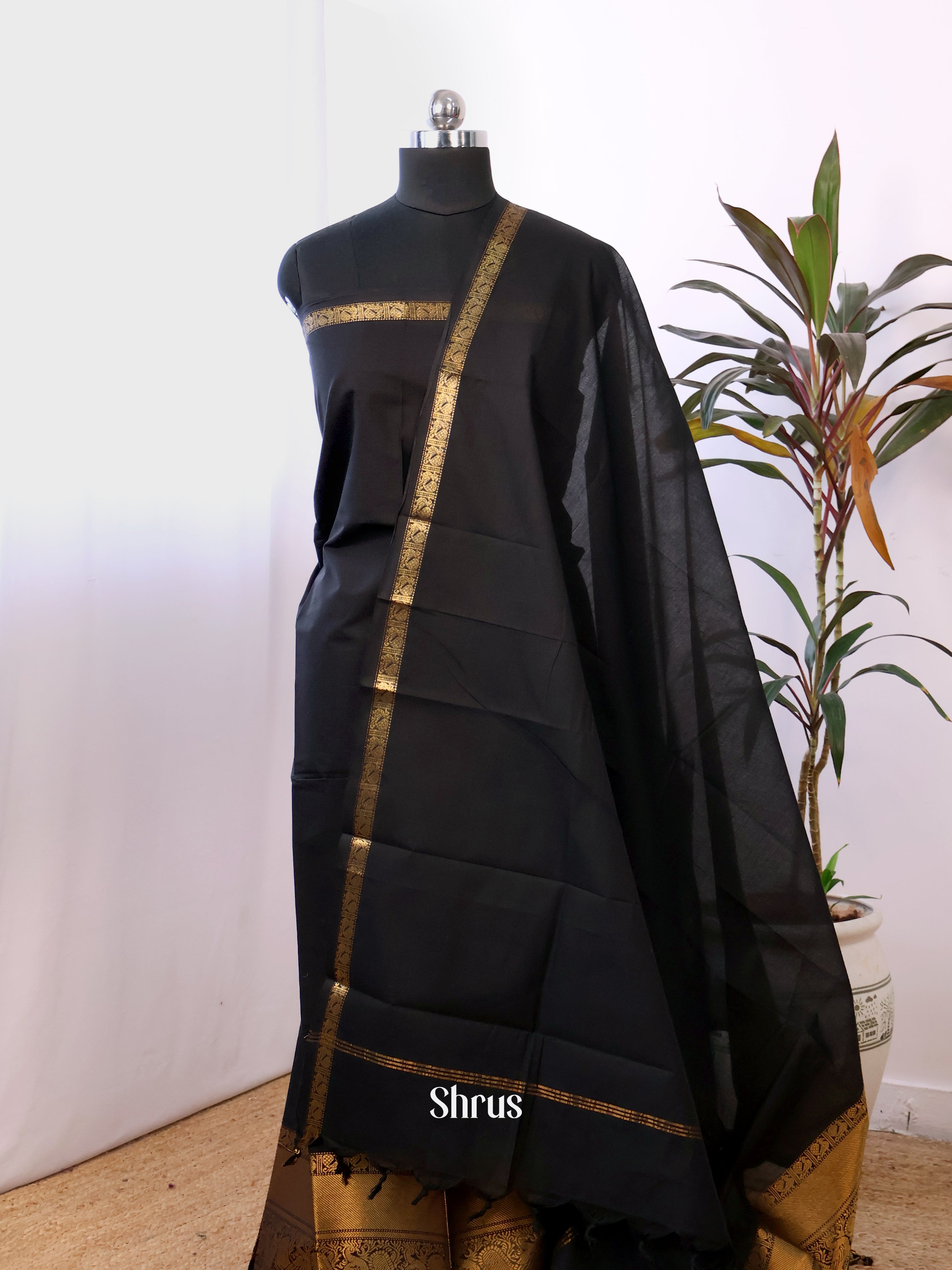 Black - chettinad top & dupatta combo - Shop on Shrus.com