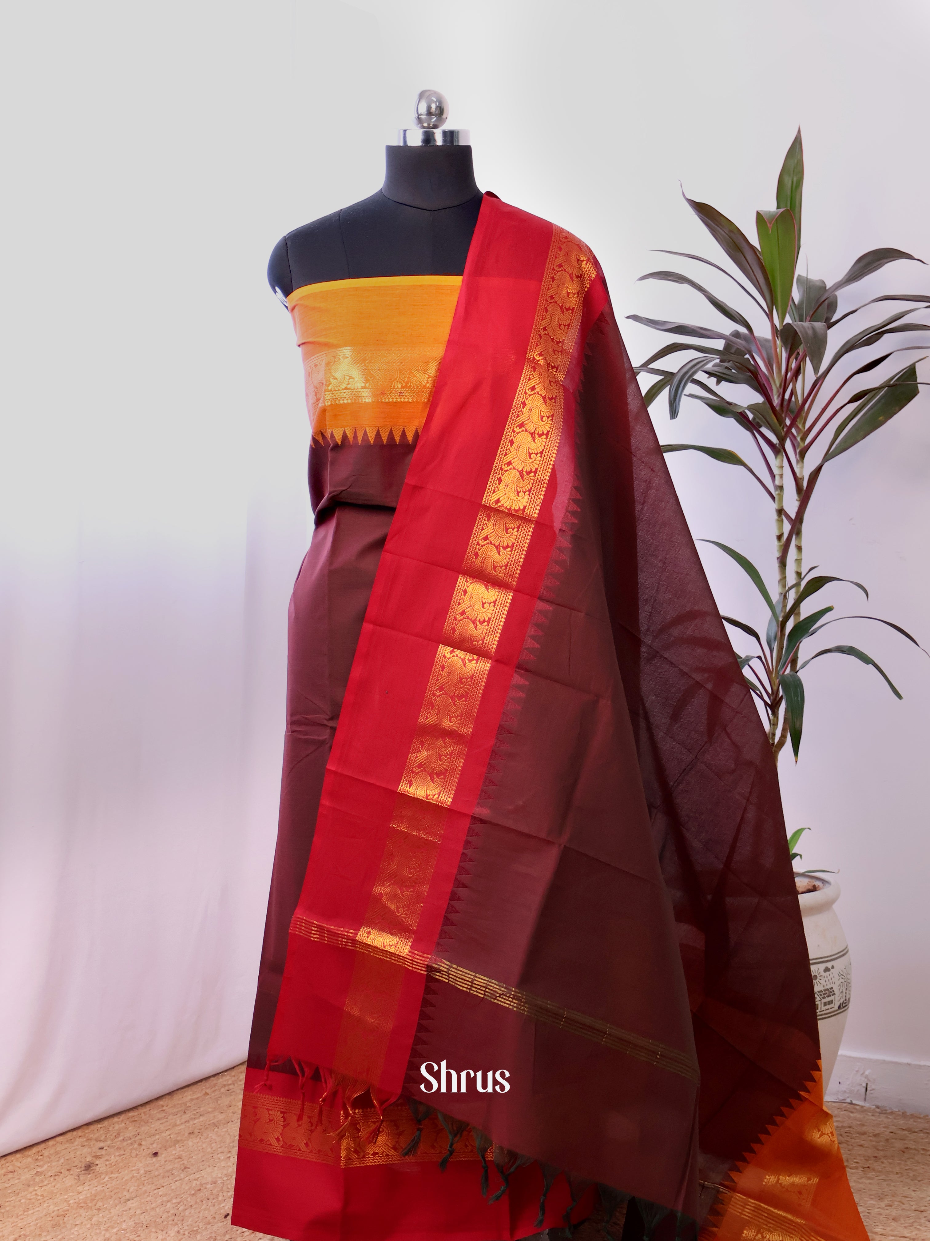 CJS14210 - chettinad top & dupatta combo - Shop on Shrus.com
