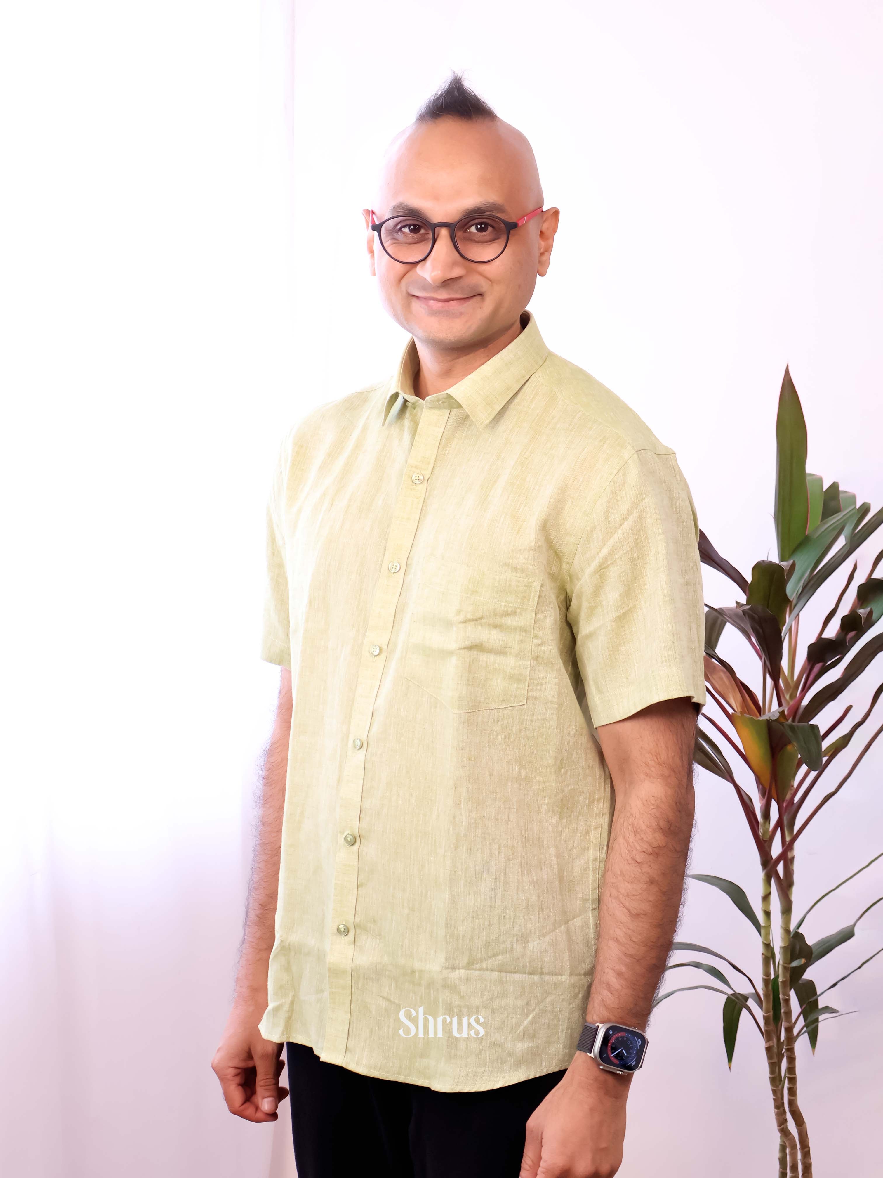Green - Pure Linen Shirts - Shop on Shrus.com