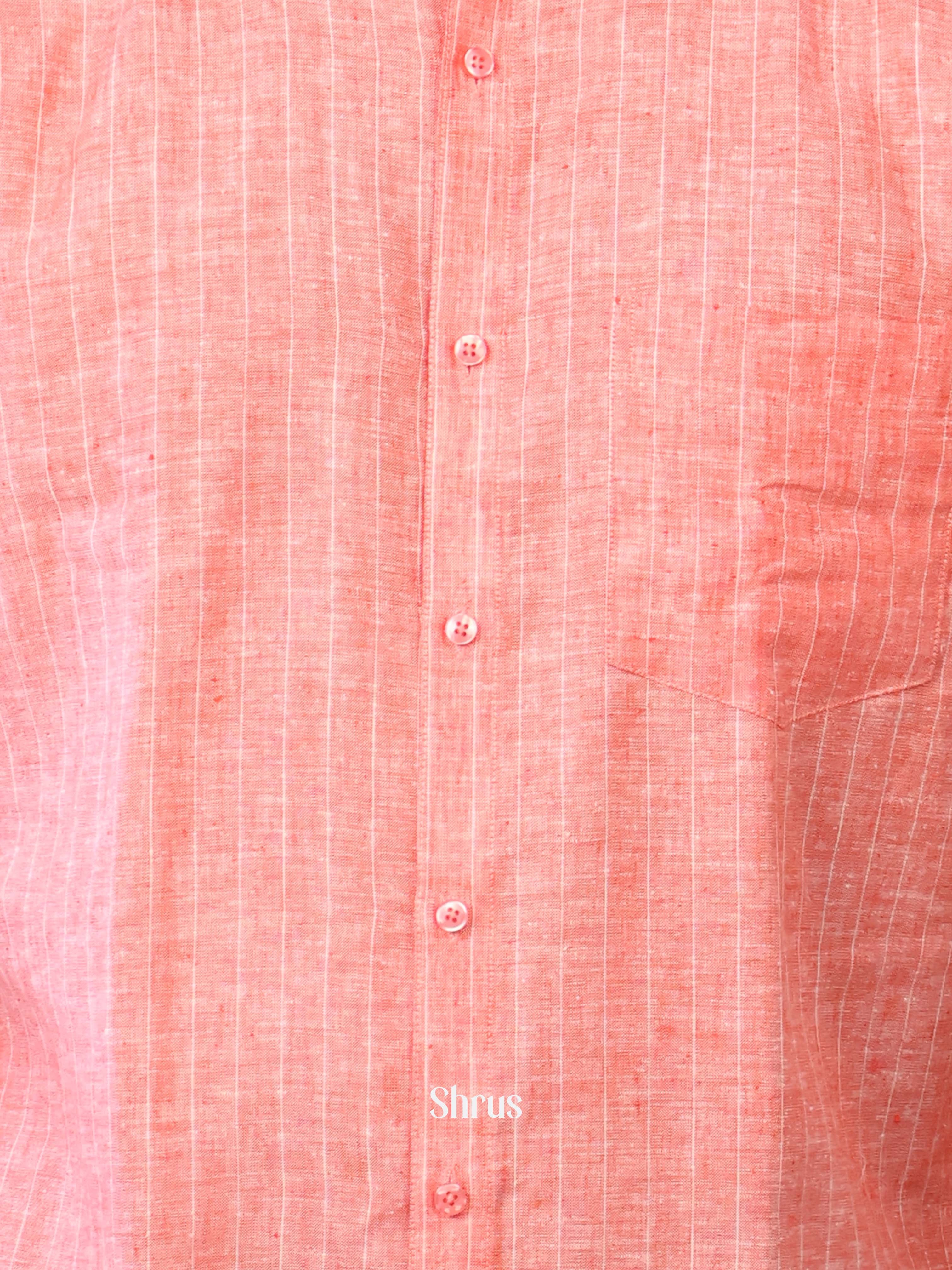 Peachish Pink - Pure Linen Shirt - Shop on Shrus.com
