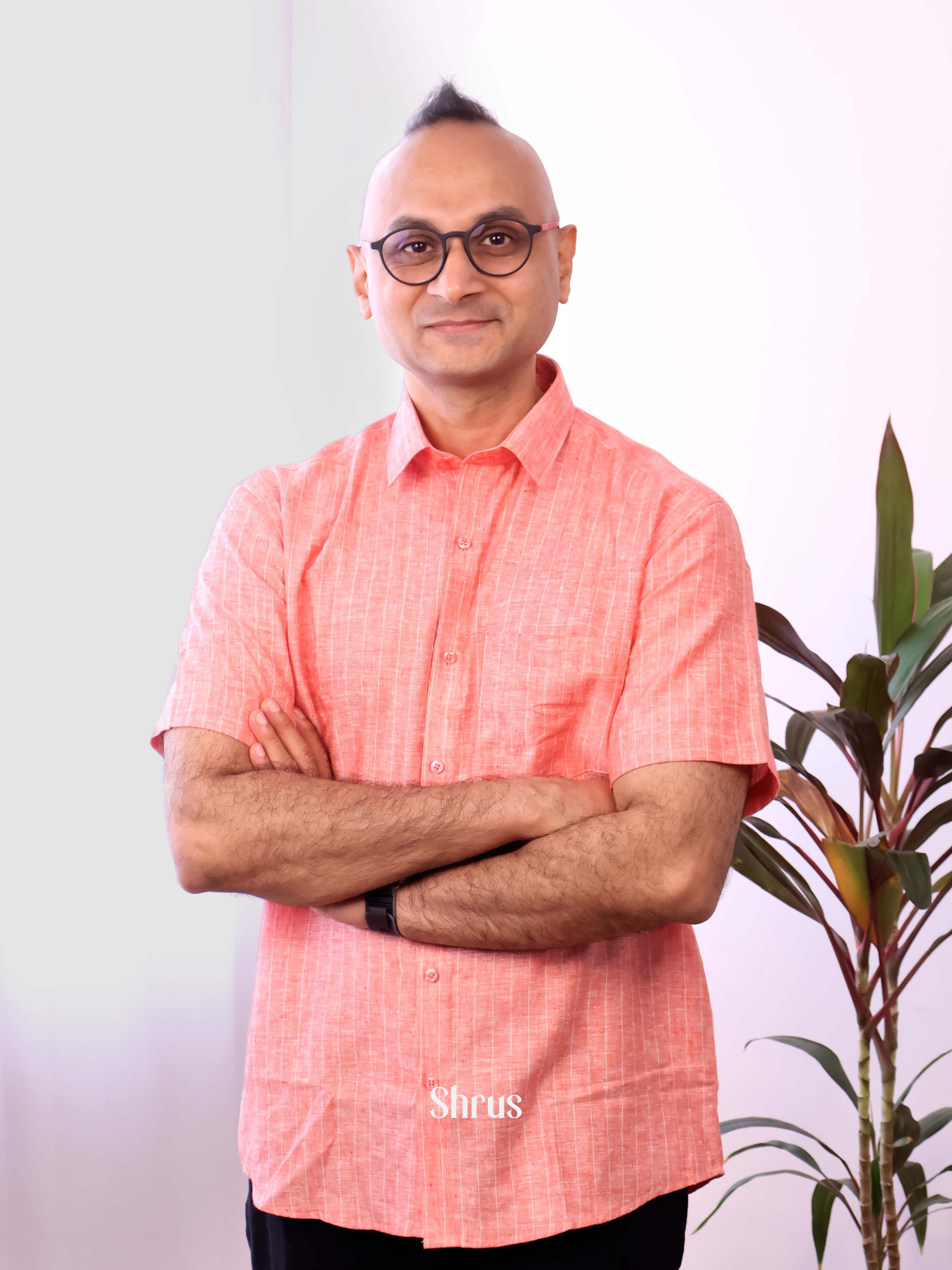 Peachish Pink - Pure Linen Shirt - Shop on Shrus.com