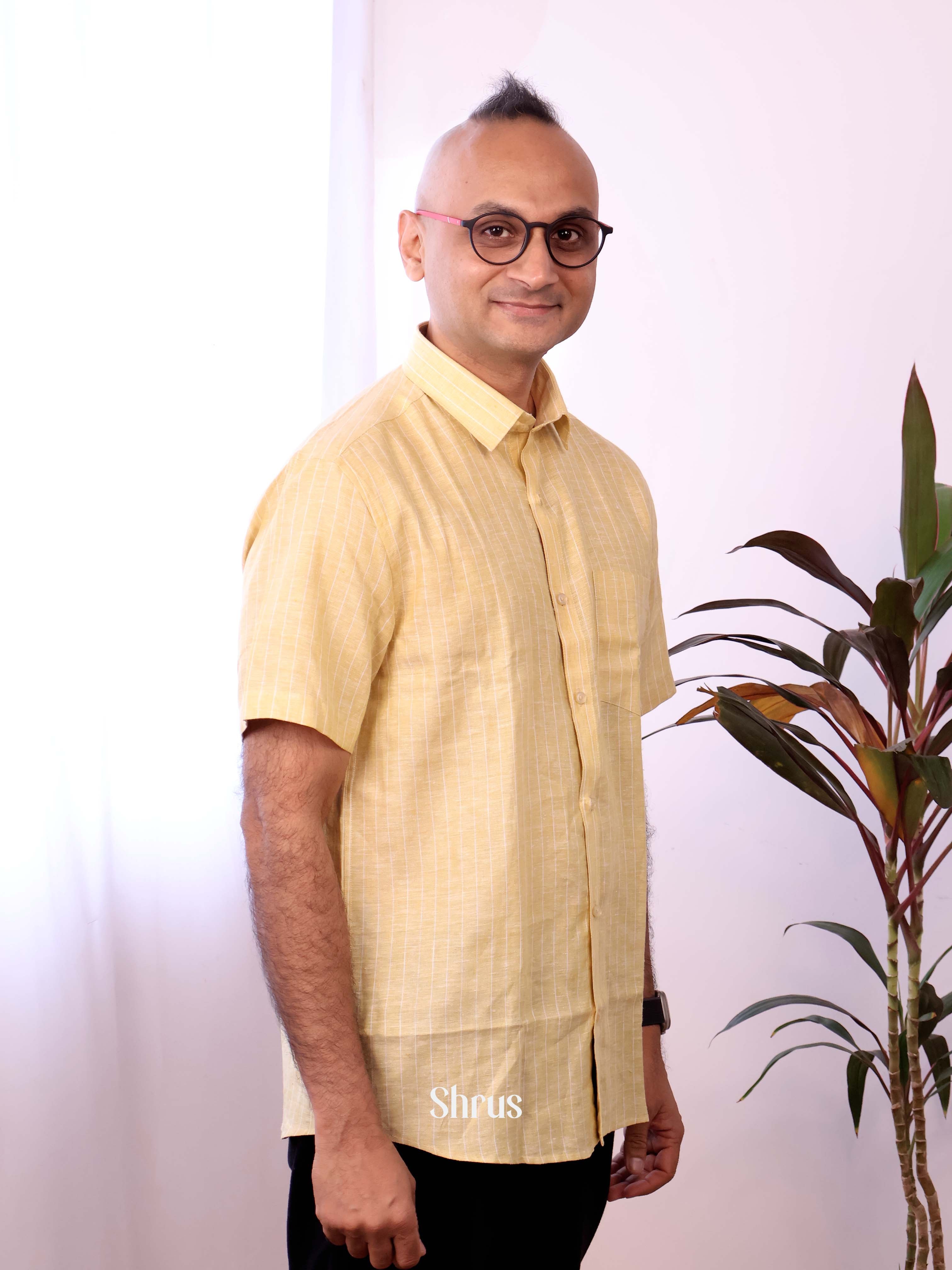 Pale Yellow - Pure Linen Shirt - Shop on Shrus.com