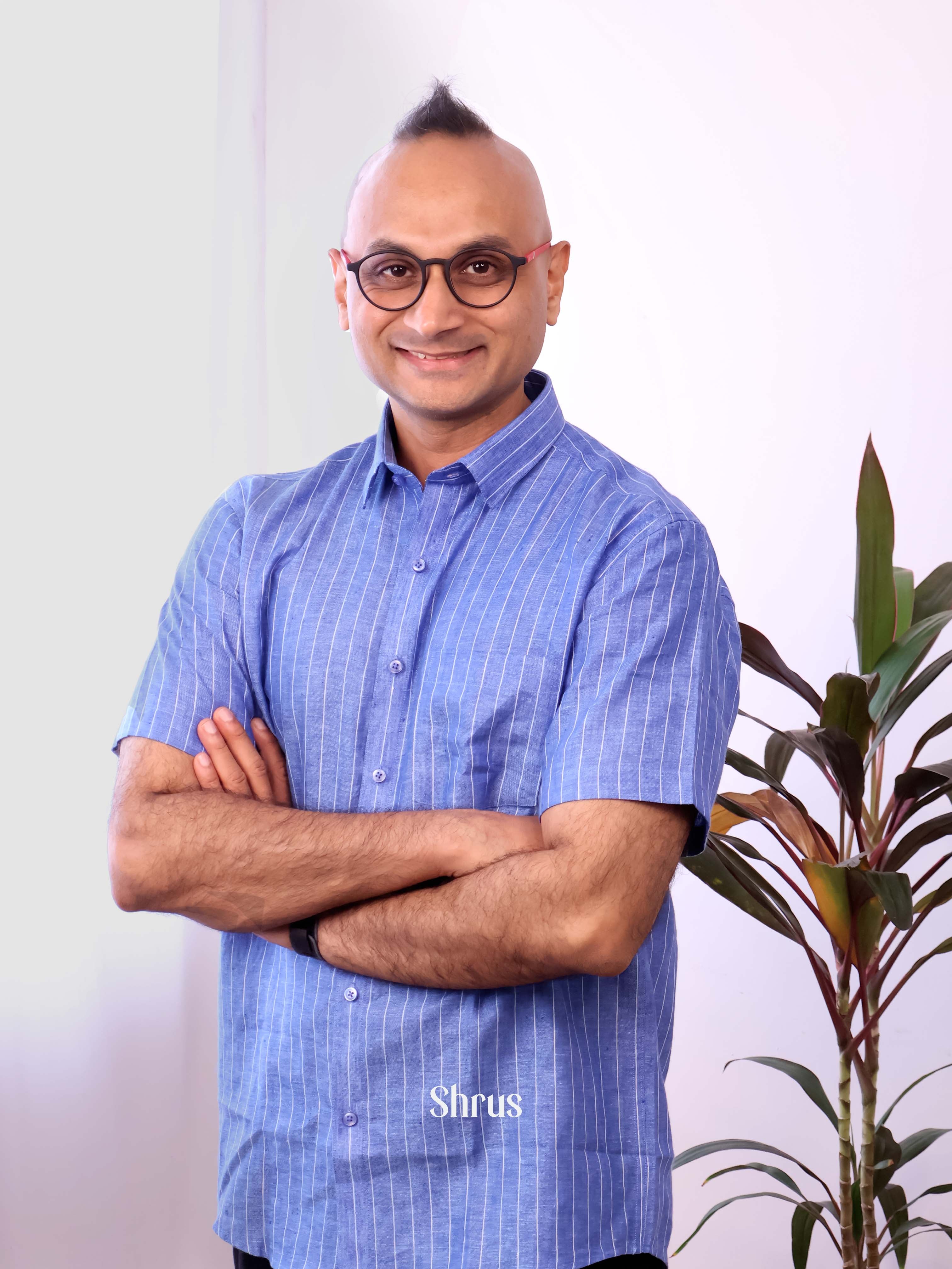 Blue - Pure Linen Shirt - Shop on Shrus.com