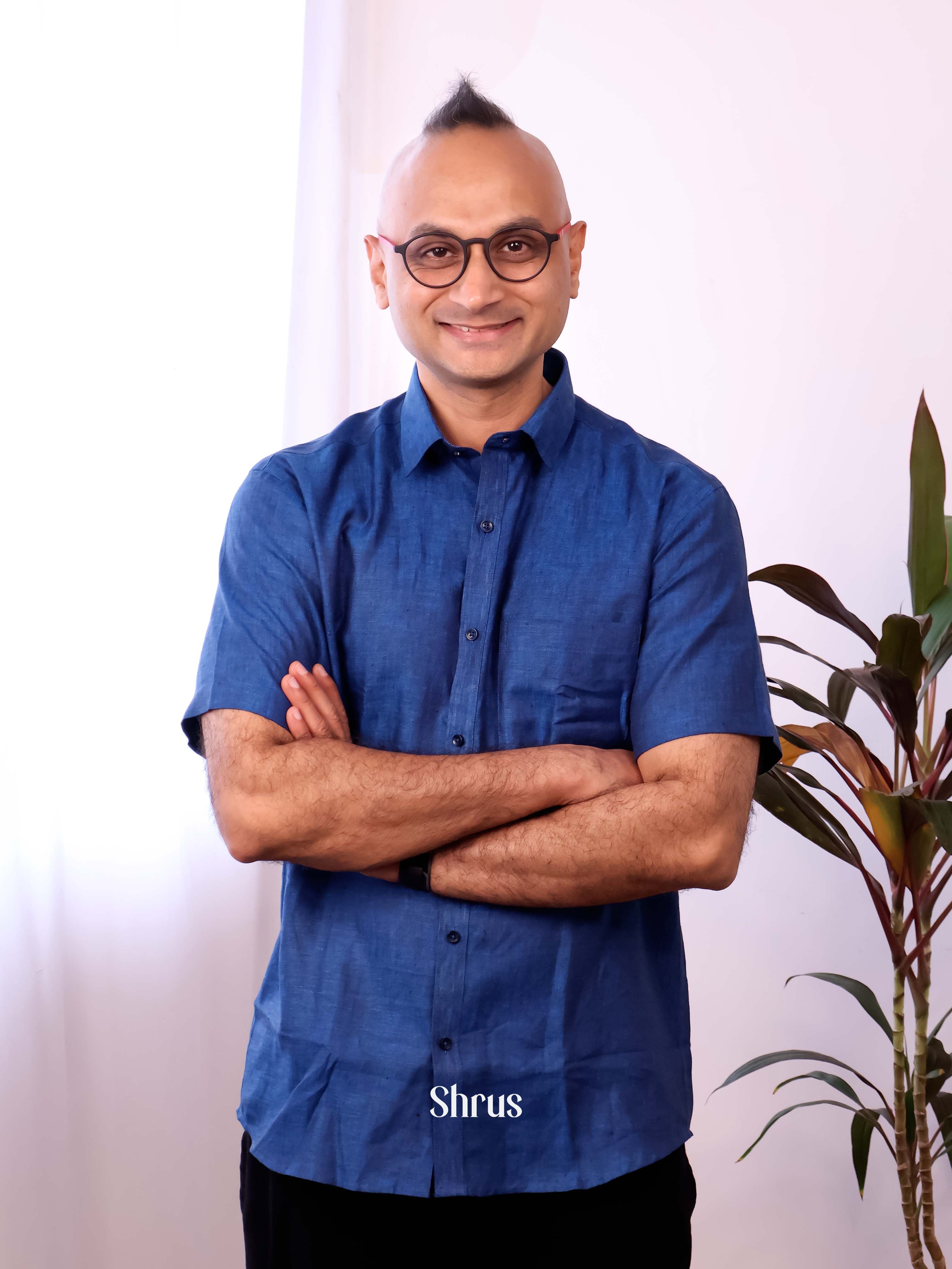 Blue - Pure Linen Shirt - Shop on Shrus.com