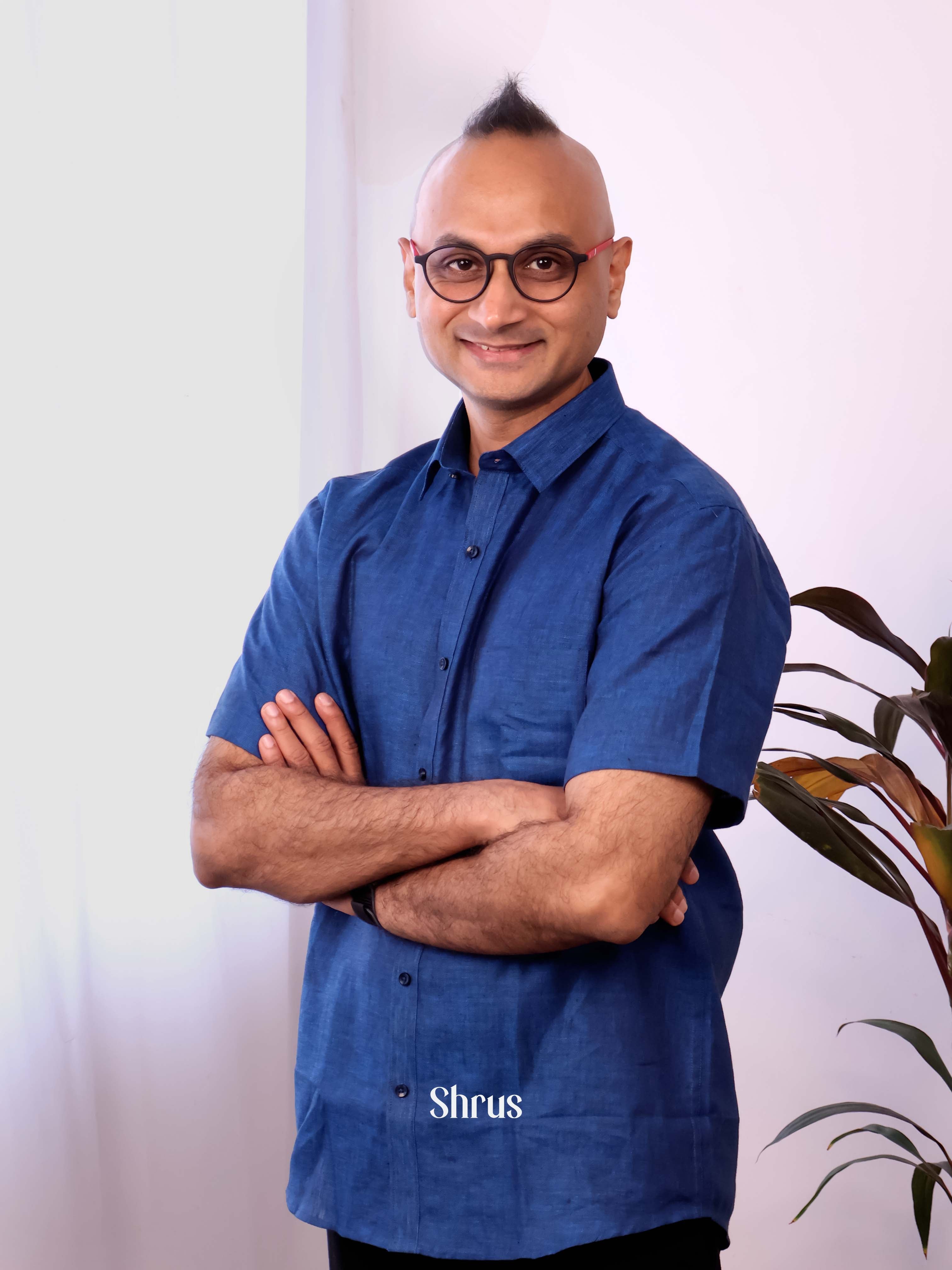 Blue - Pure Linen Shirt - Shop on Shrus.com