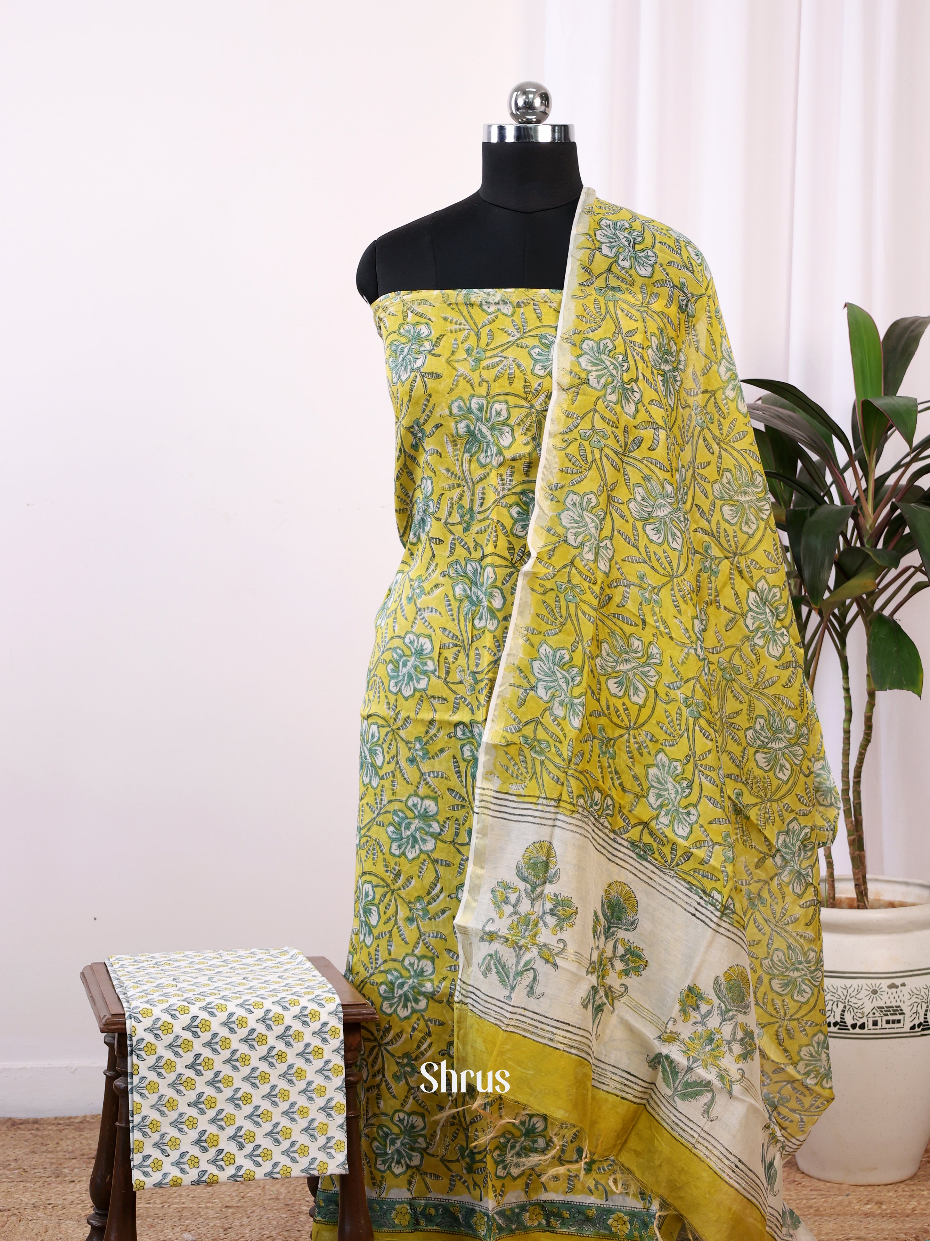 Green & Cream - Cotton salwar - Shop on Shrus.com