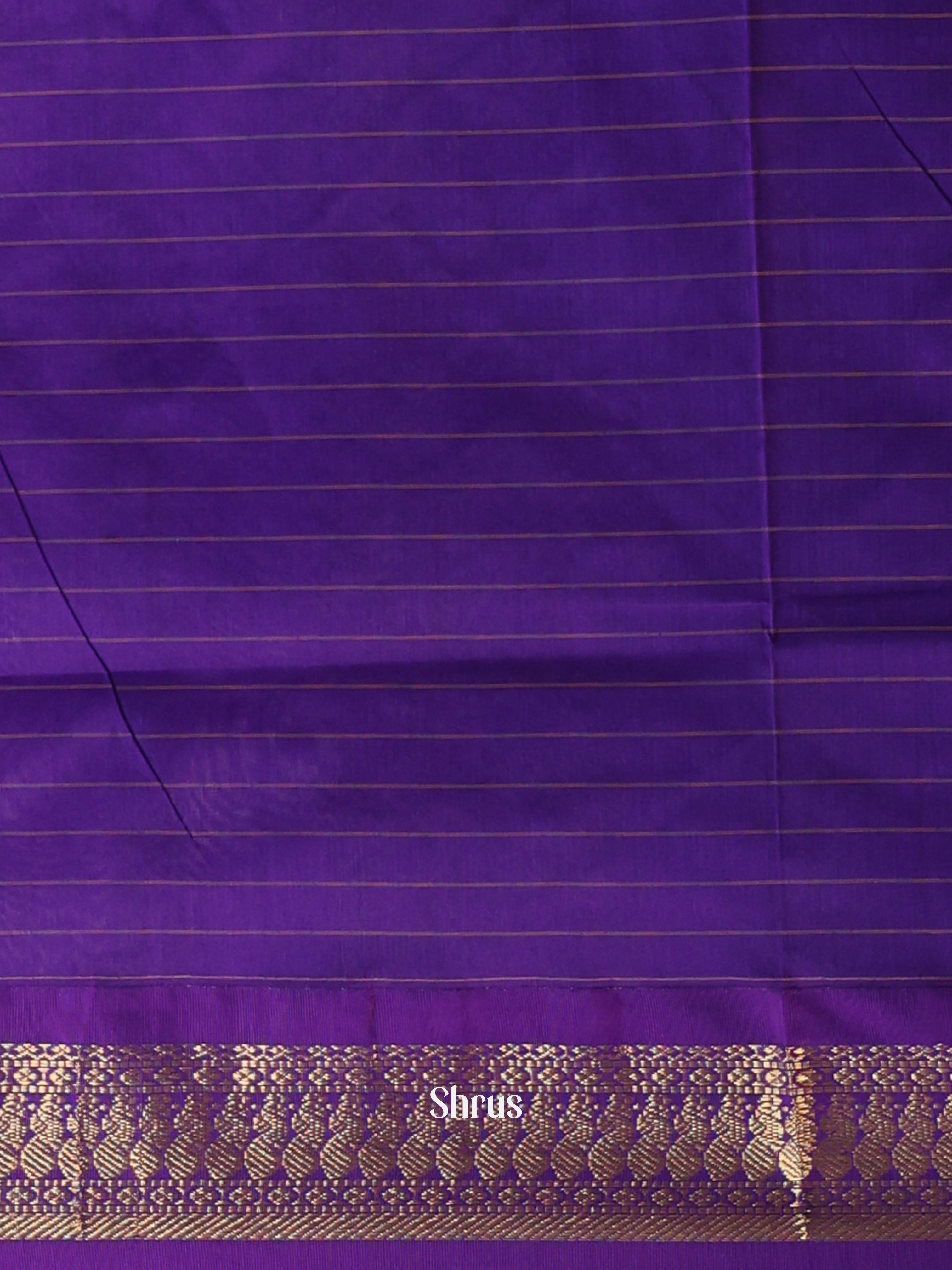 Cream & Purple- Kalyani Cotton Saree - Shop on Shrus.com
