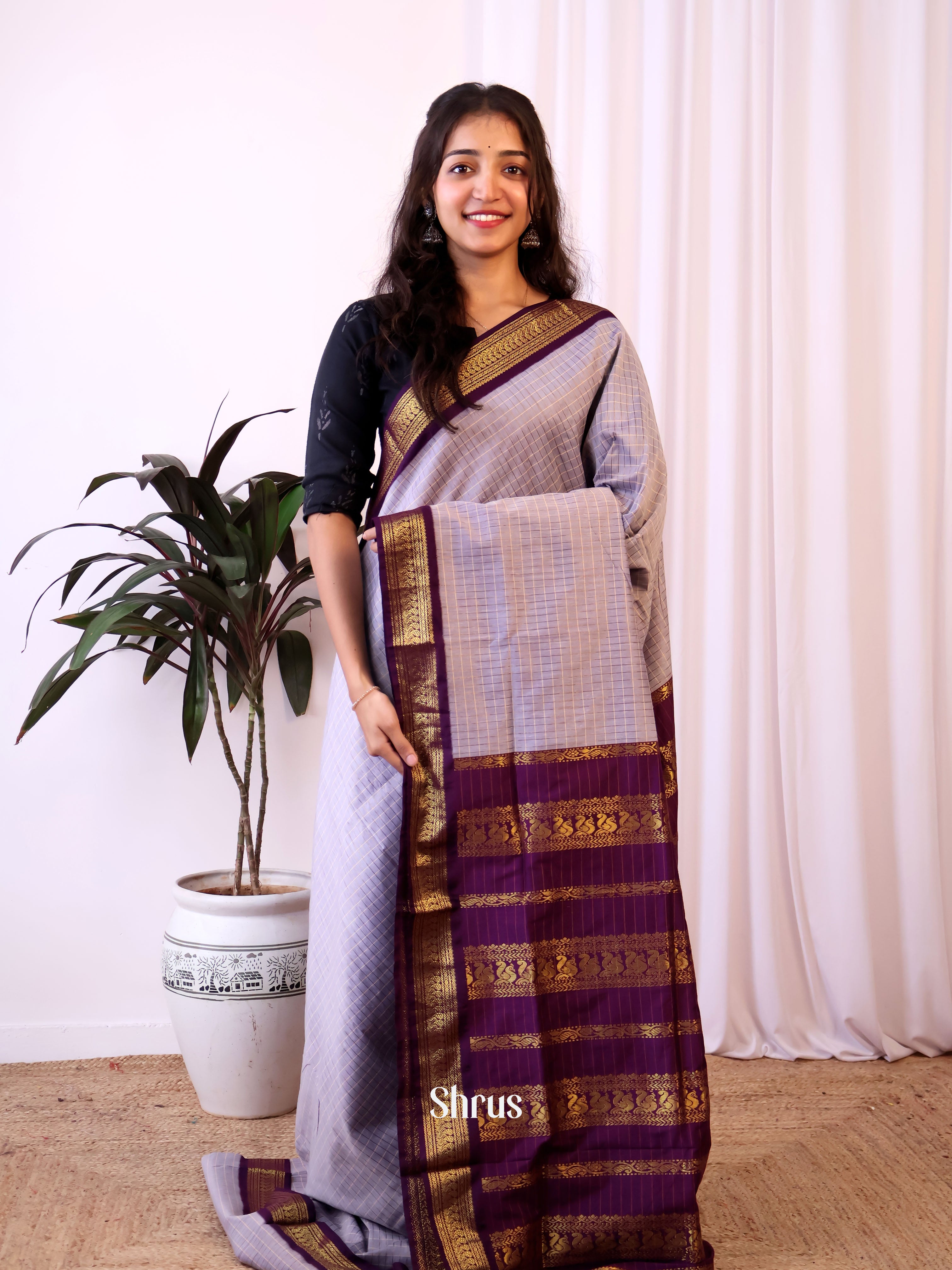 Lavender & Violet - Kalyani Cotton Saree - Shop on Shrus.com