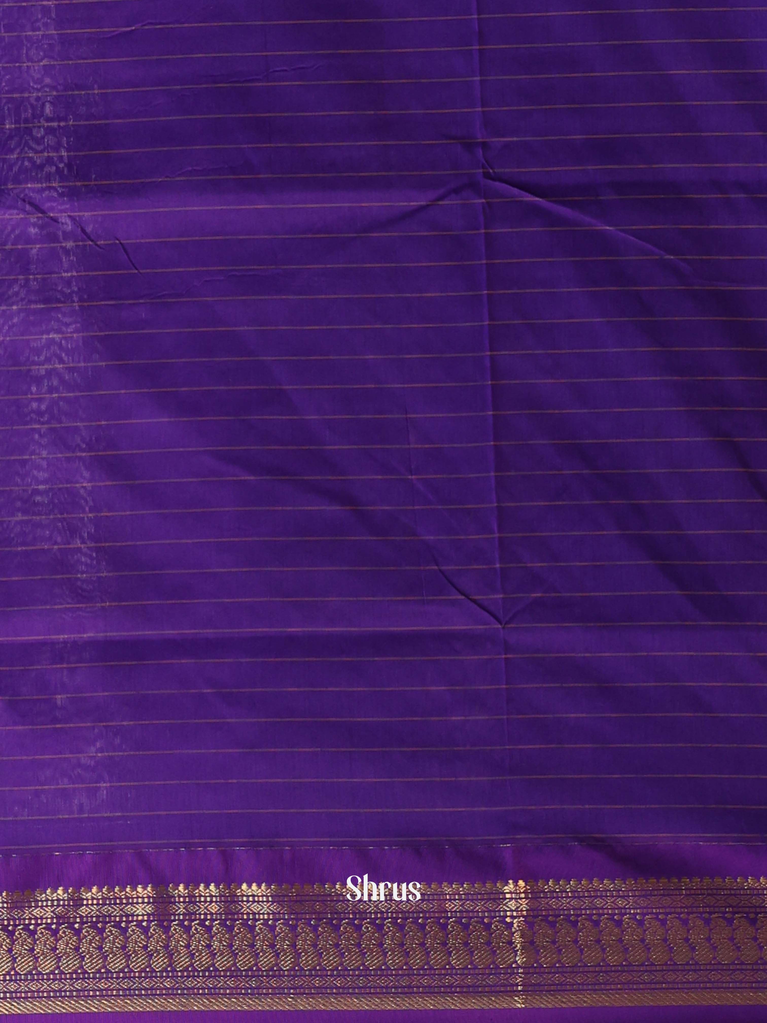 Cream & Purple - Kalyani Cotton Saree - Shop on Shrus.com