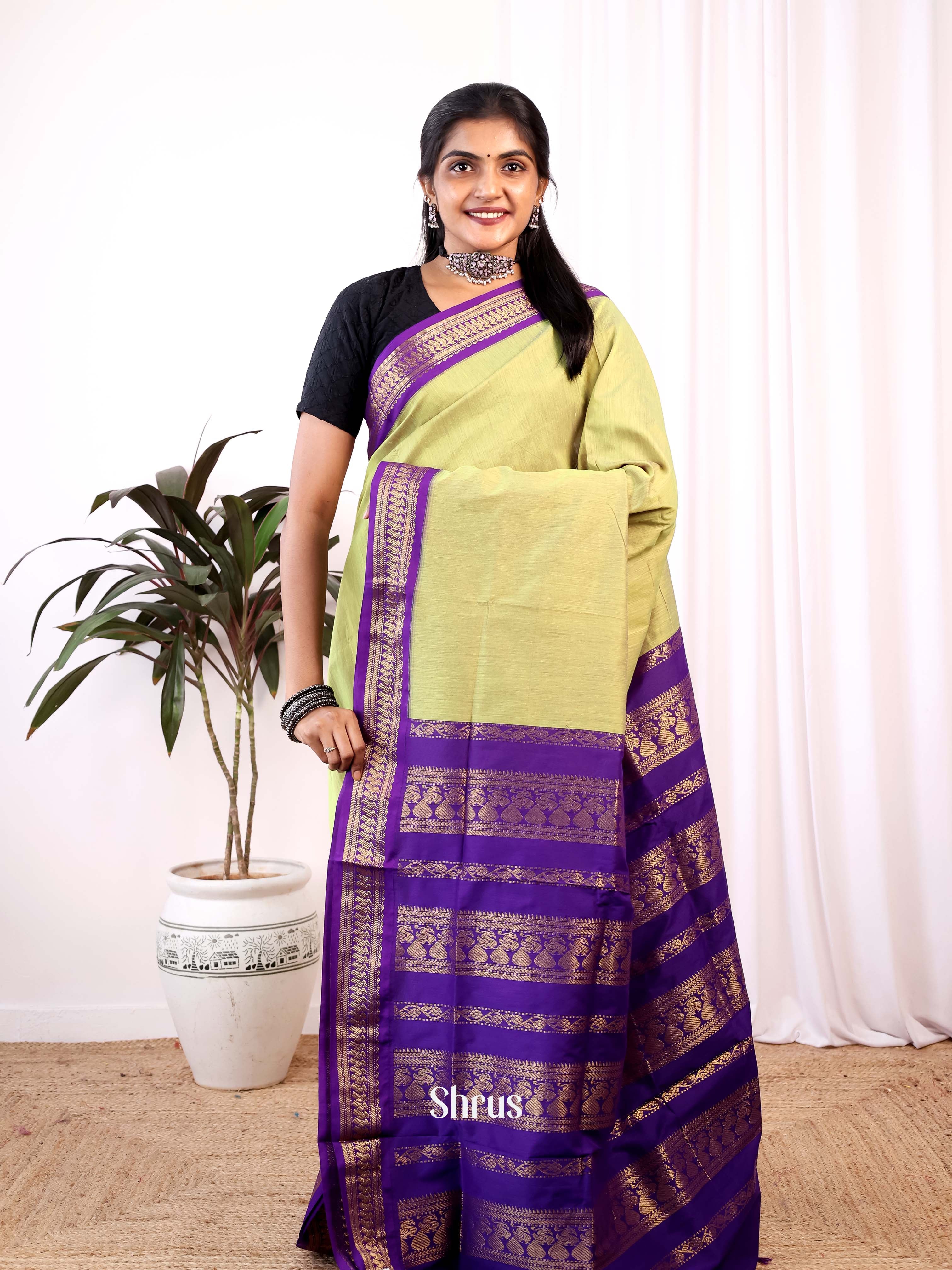 Green & Violet - Kalyani Cotton Saree - Shop on Shrus.com
