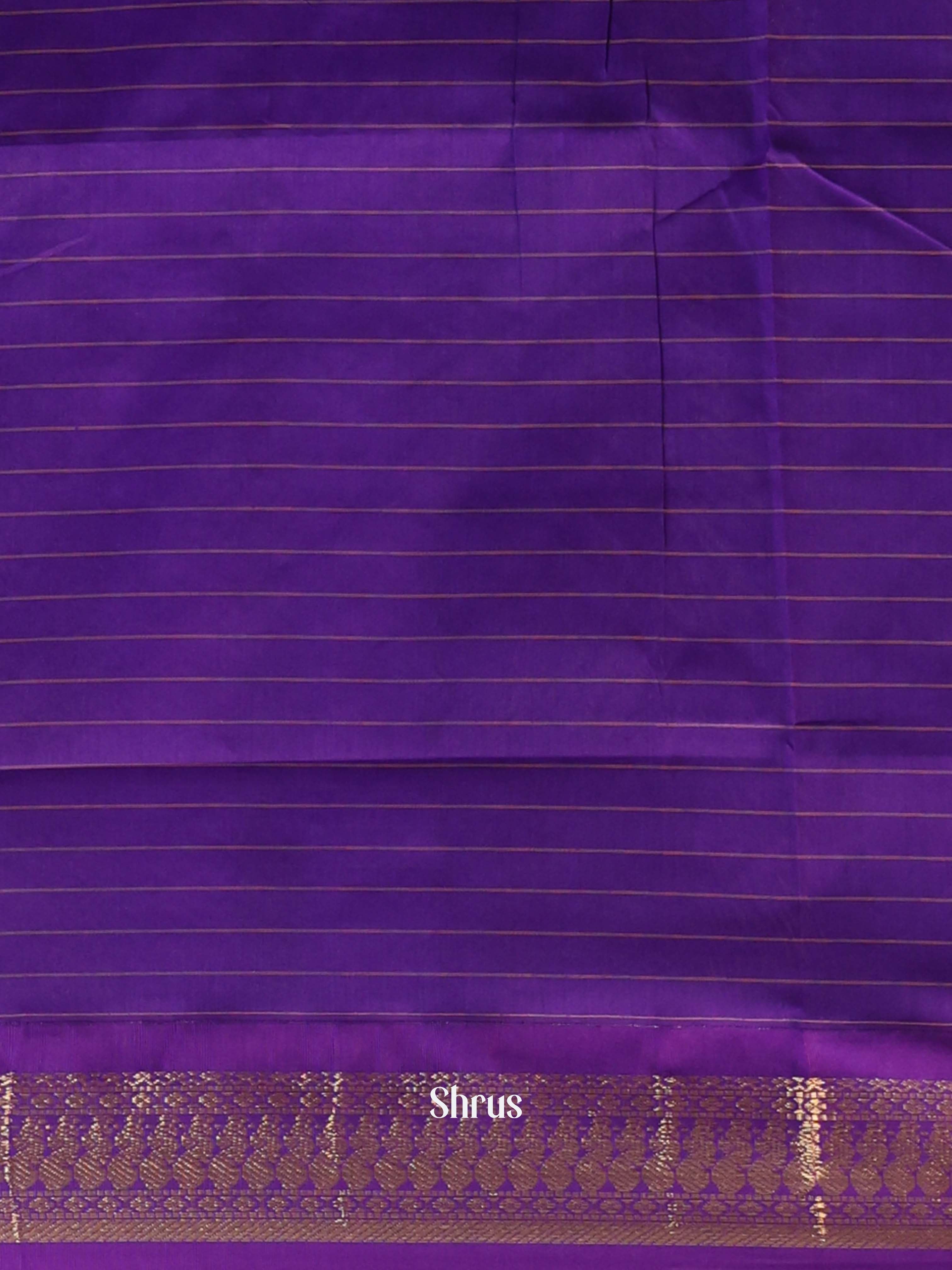 Cream & Violet - Kalyani Cotton Saree - Shop on Shrus.com