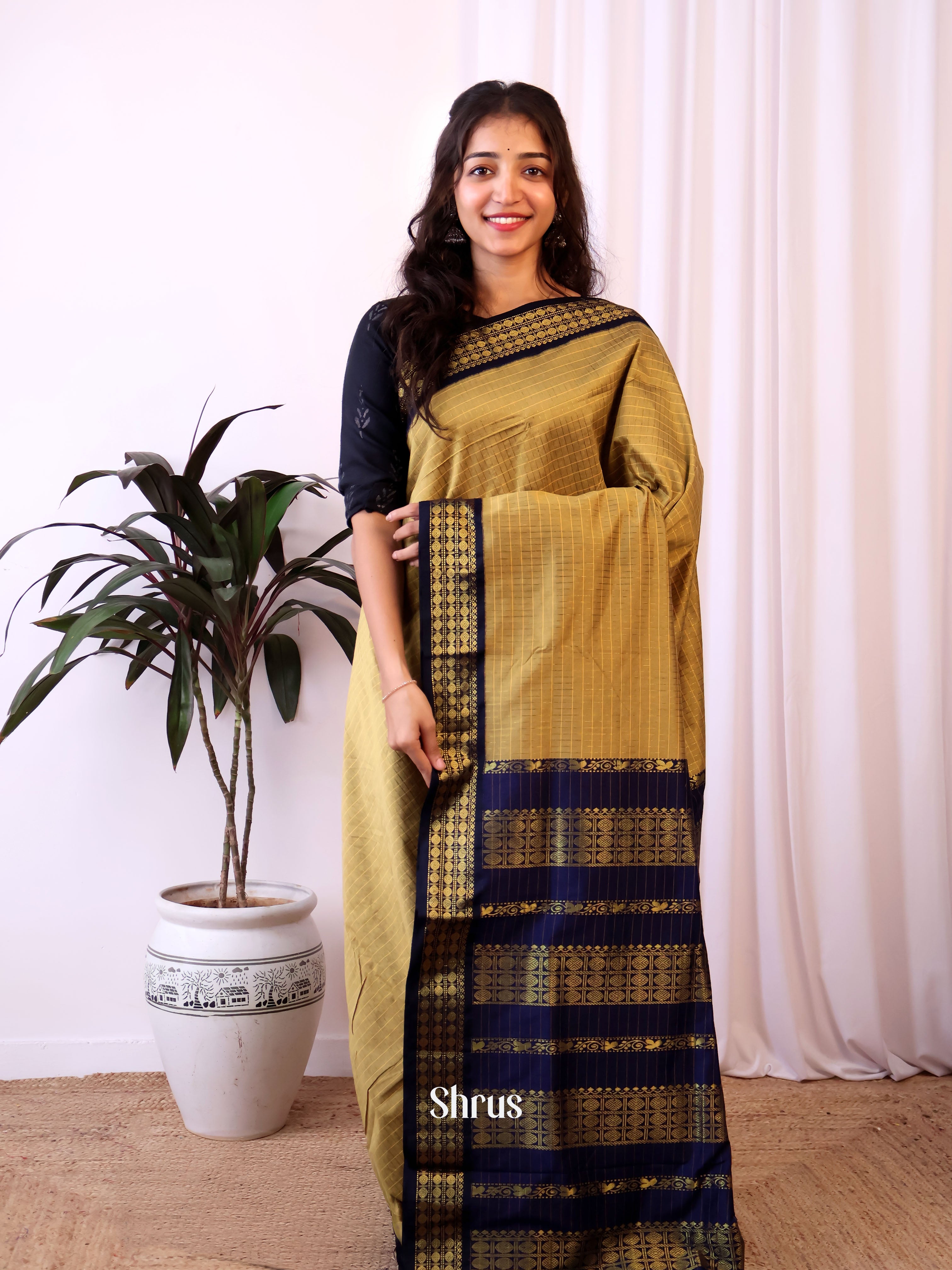 Green & Blue- Kalyani Cotton Saree - Shop on Shrus.com