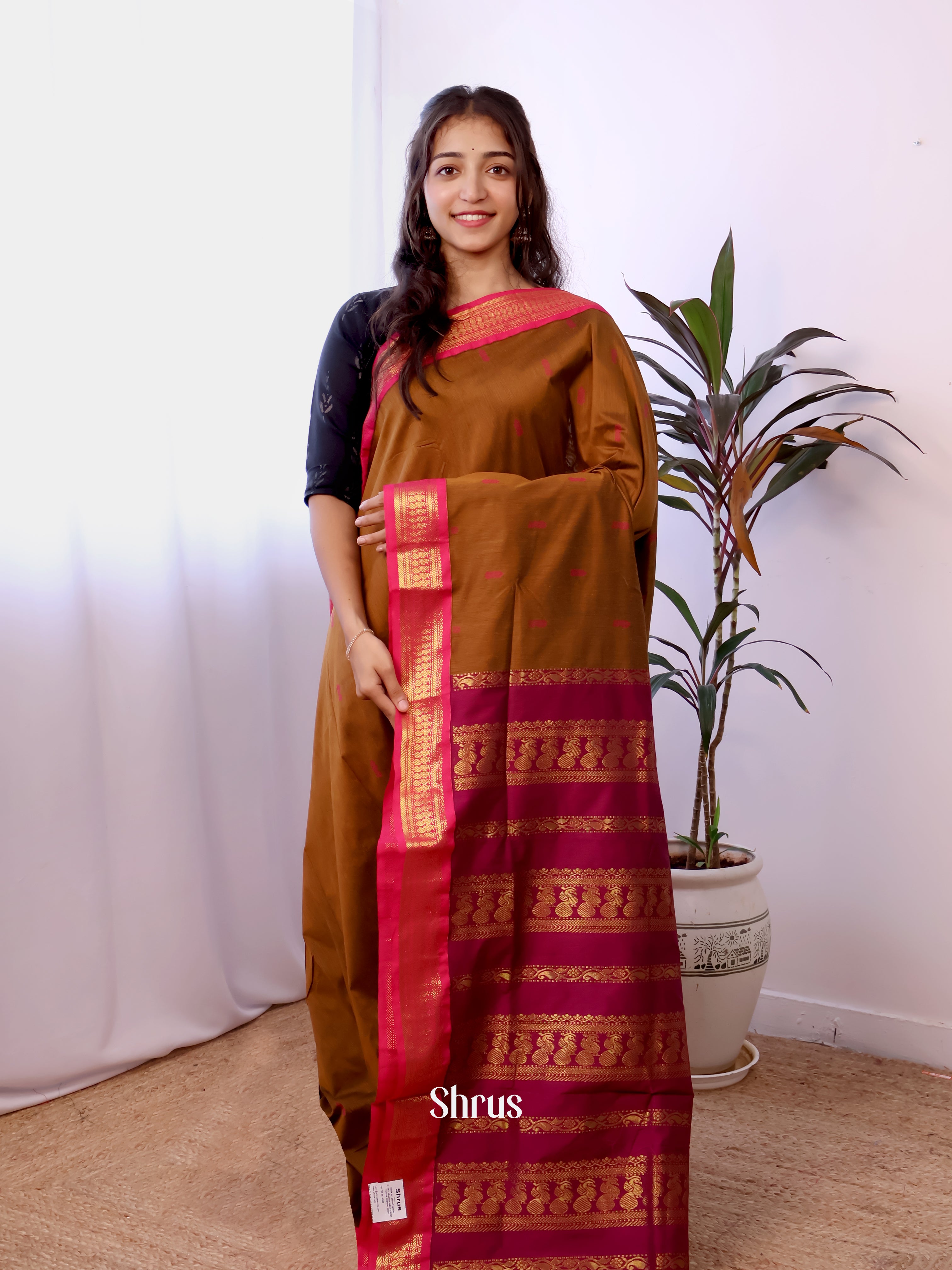 Green & Purple - Kalyani Cotton Saree - Shop on Shrus.com