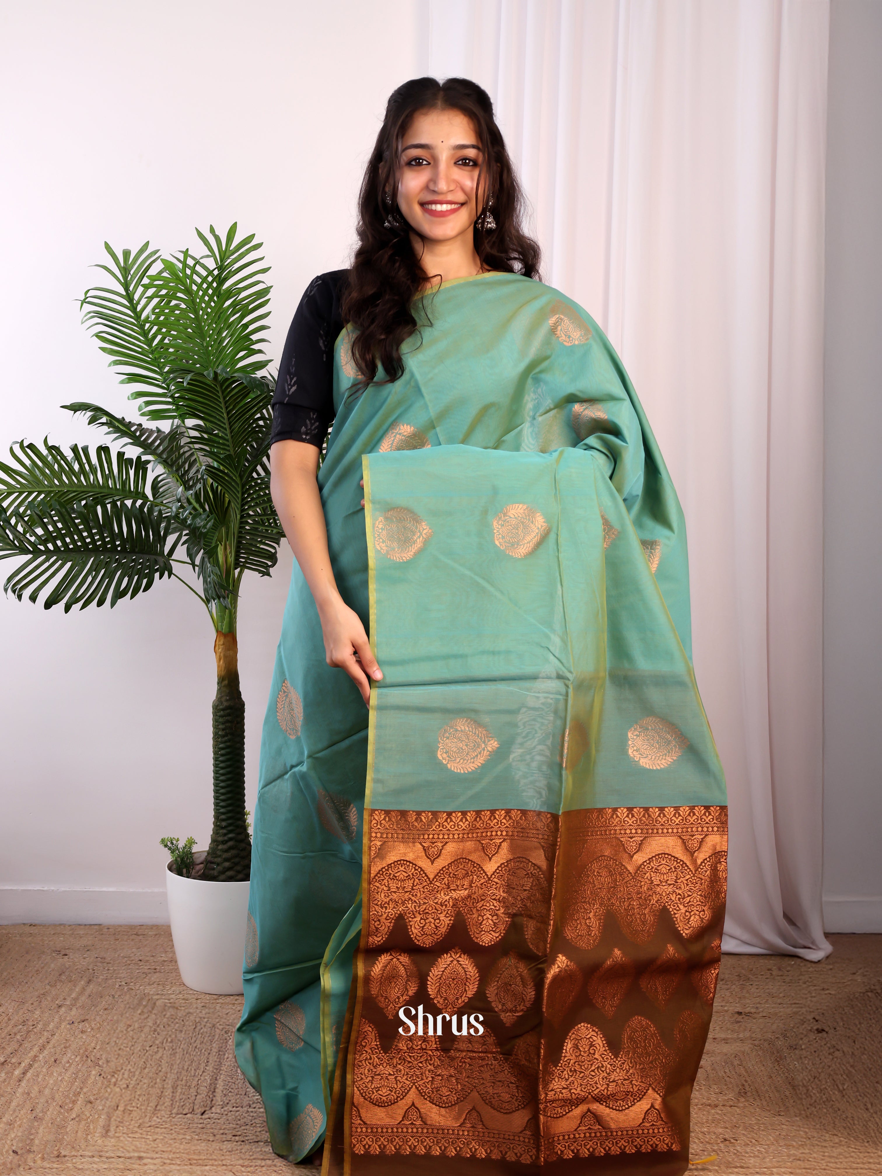 CJS17112 - Semi Silkcotton Saree - Shop on Shrus.com