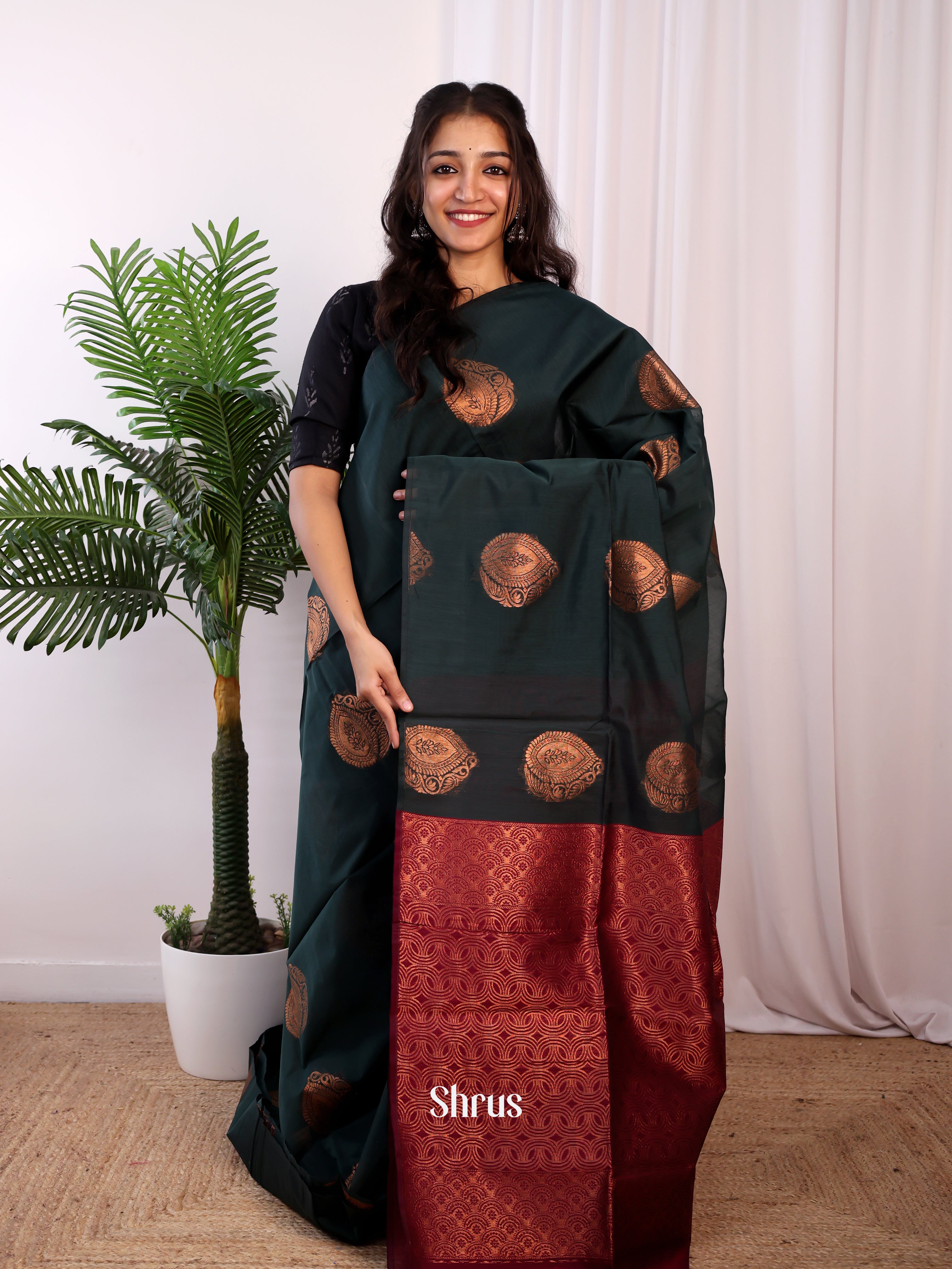 CJS17120 - Semi Silkcotton Saree - Shop on Shrus.com