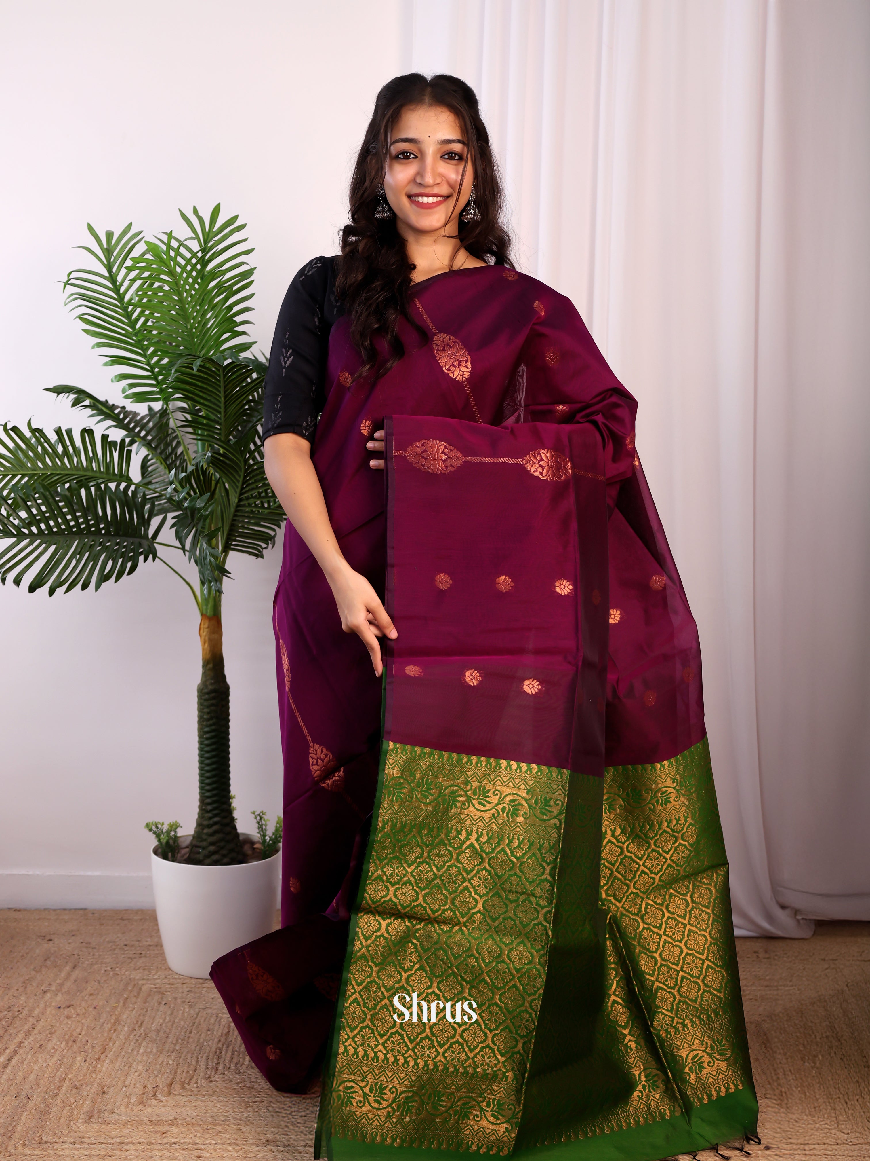 CJS17122 - Semi Silkcotton Saree - Shop on Shrus.com